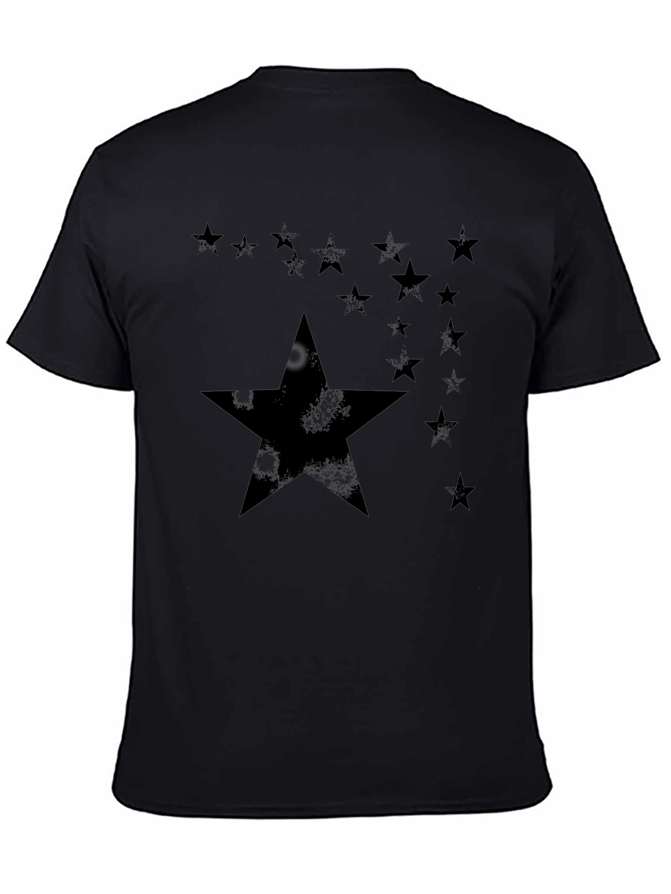 Starry Night Black Tee - Distressed Star Design
