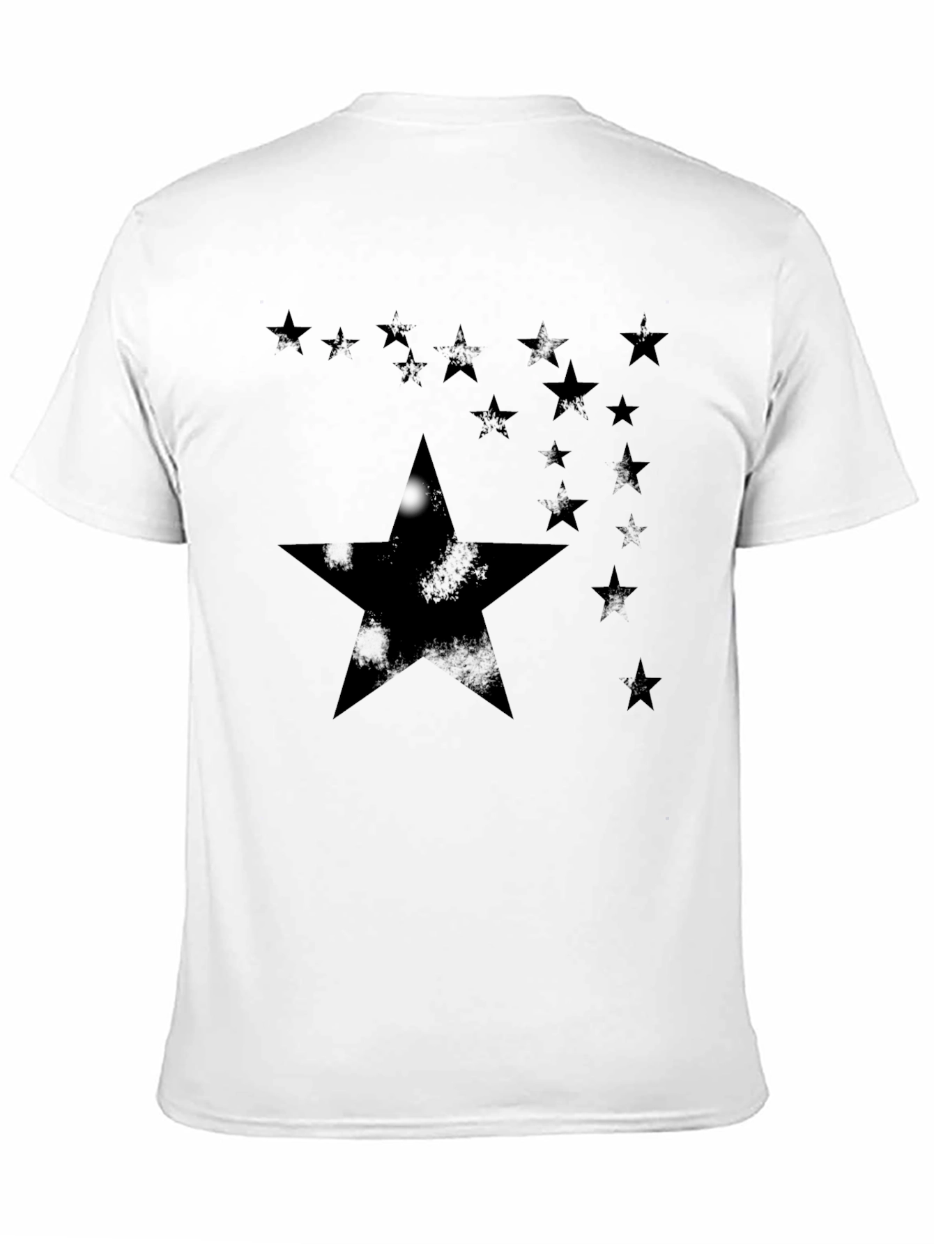 Starry Night Black Tee - Distressed Star Design