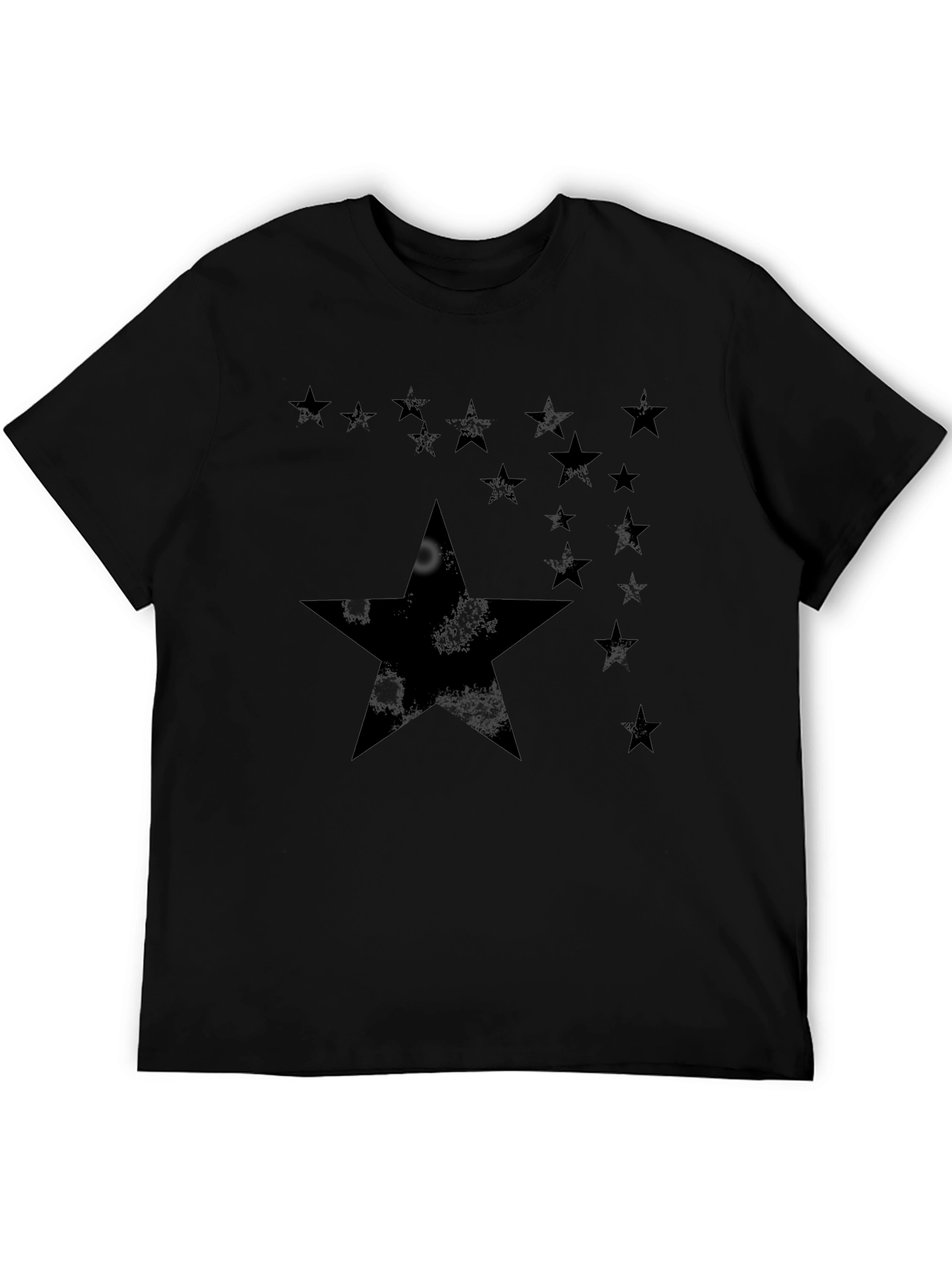 Starry Night Black Tee - Distressed Star Design