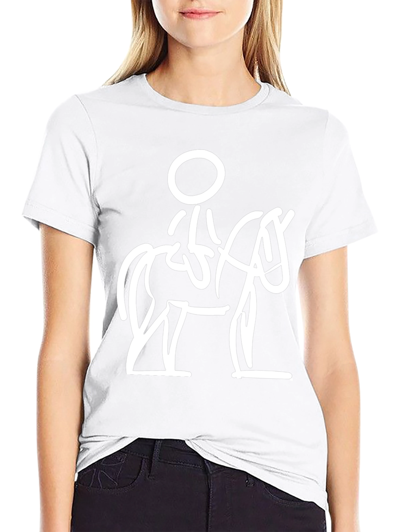 Stick Figure Horse Rider Black T-Shirt