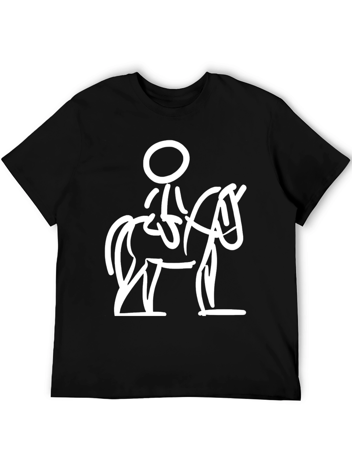 Stick Figure Horse Rider Black T-Shirt