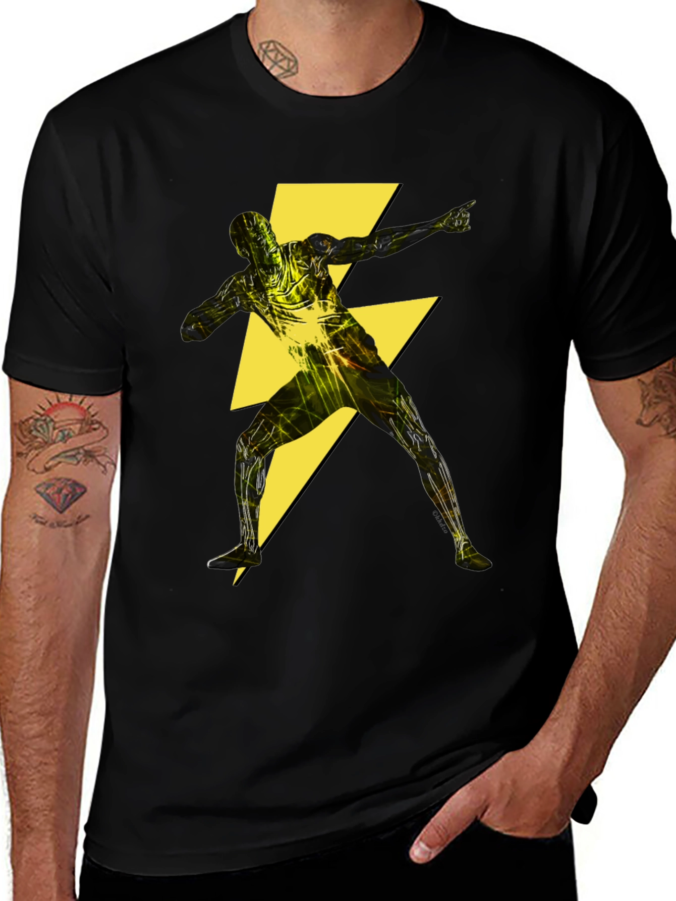 Lightning Bolt Power T-Shirt - Black Graphic Tee