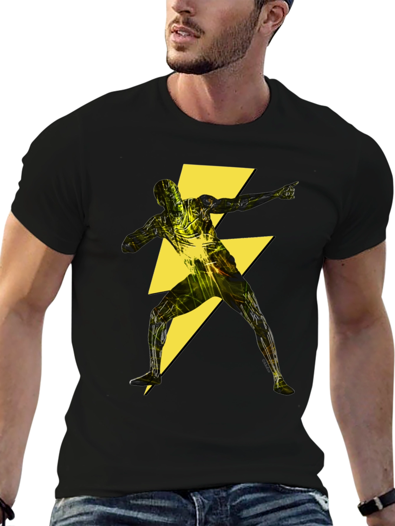 Lightning Bolt Power T-Shirt - Black Graphic Tee