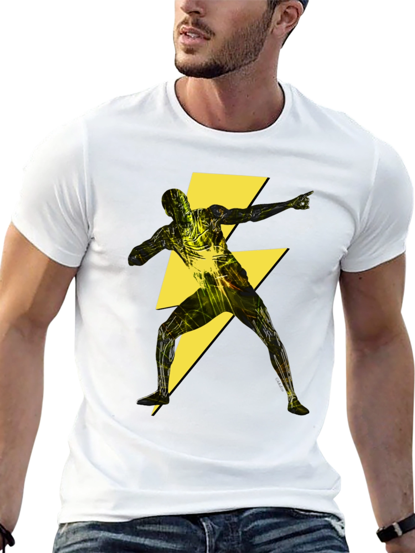 Lightning Bolt Power T-Shirt - Black Graphic Tee