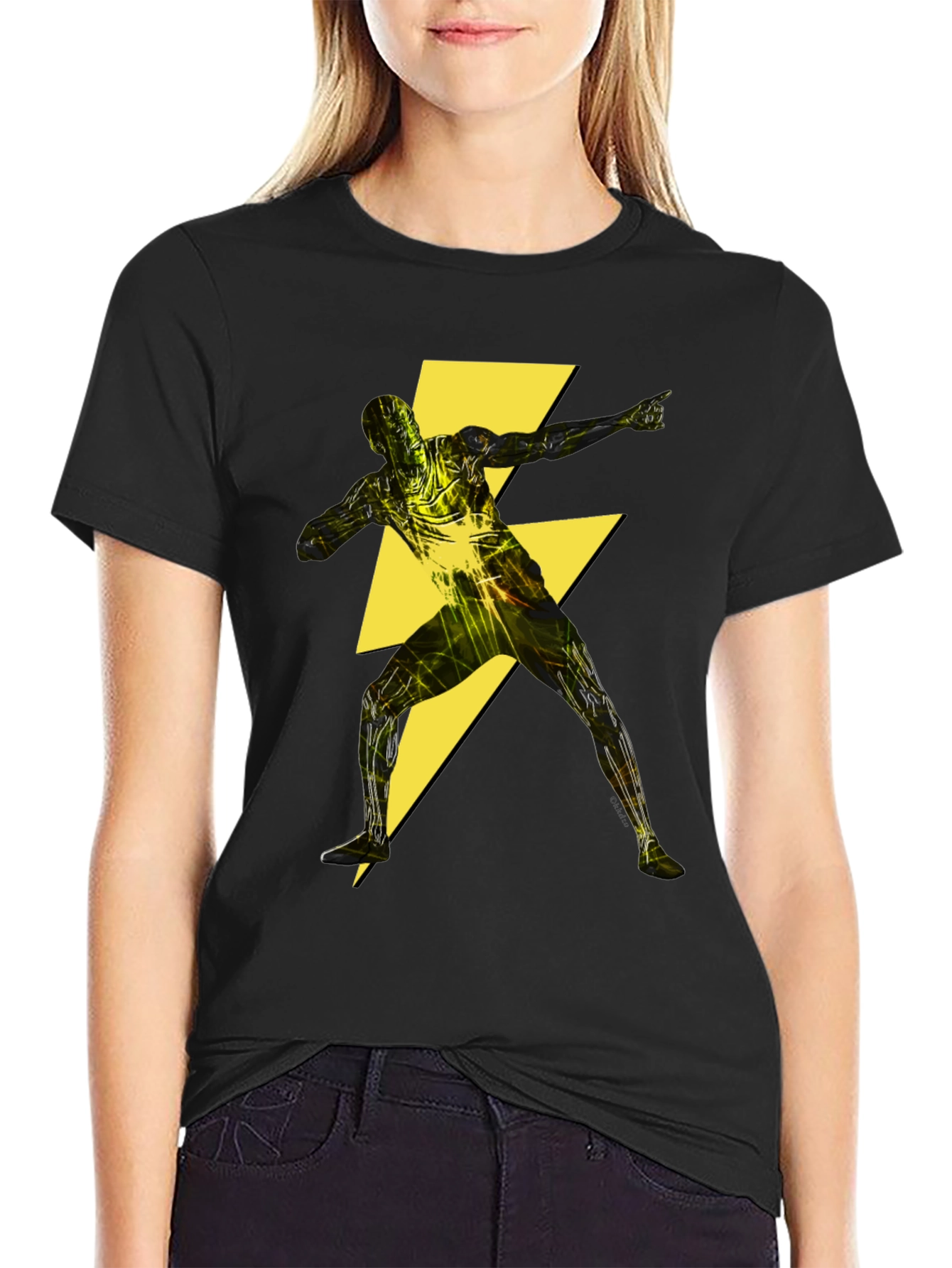 Lightning Bolt Power T-Shirt - Black Graphic Tee