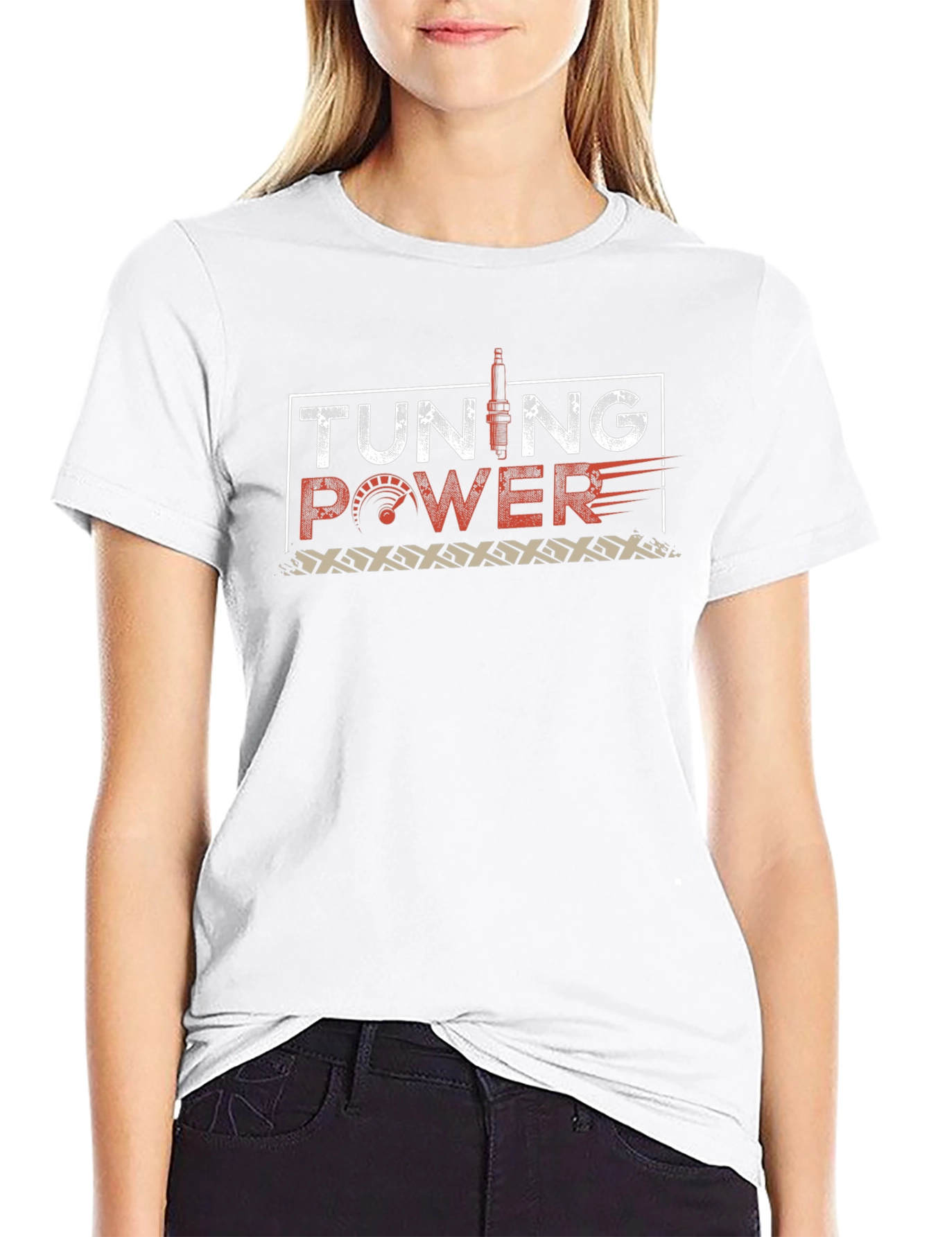 Tuning Power Graphic Print Black T-Shirt