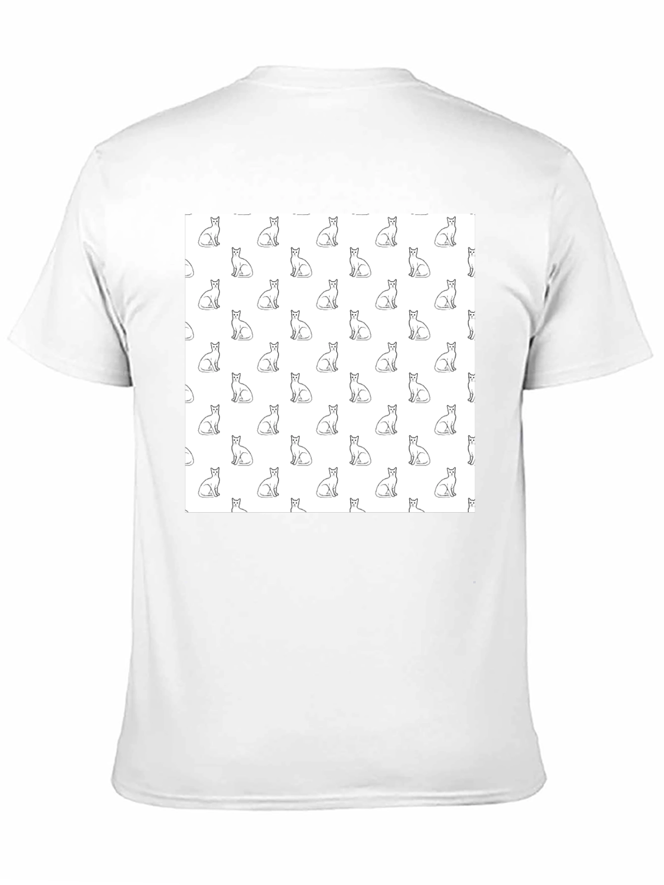 Cool Cat Pattern Black T-Shirt
