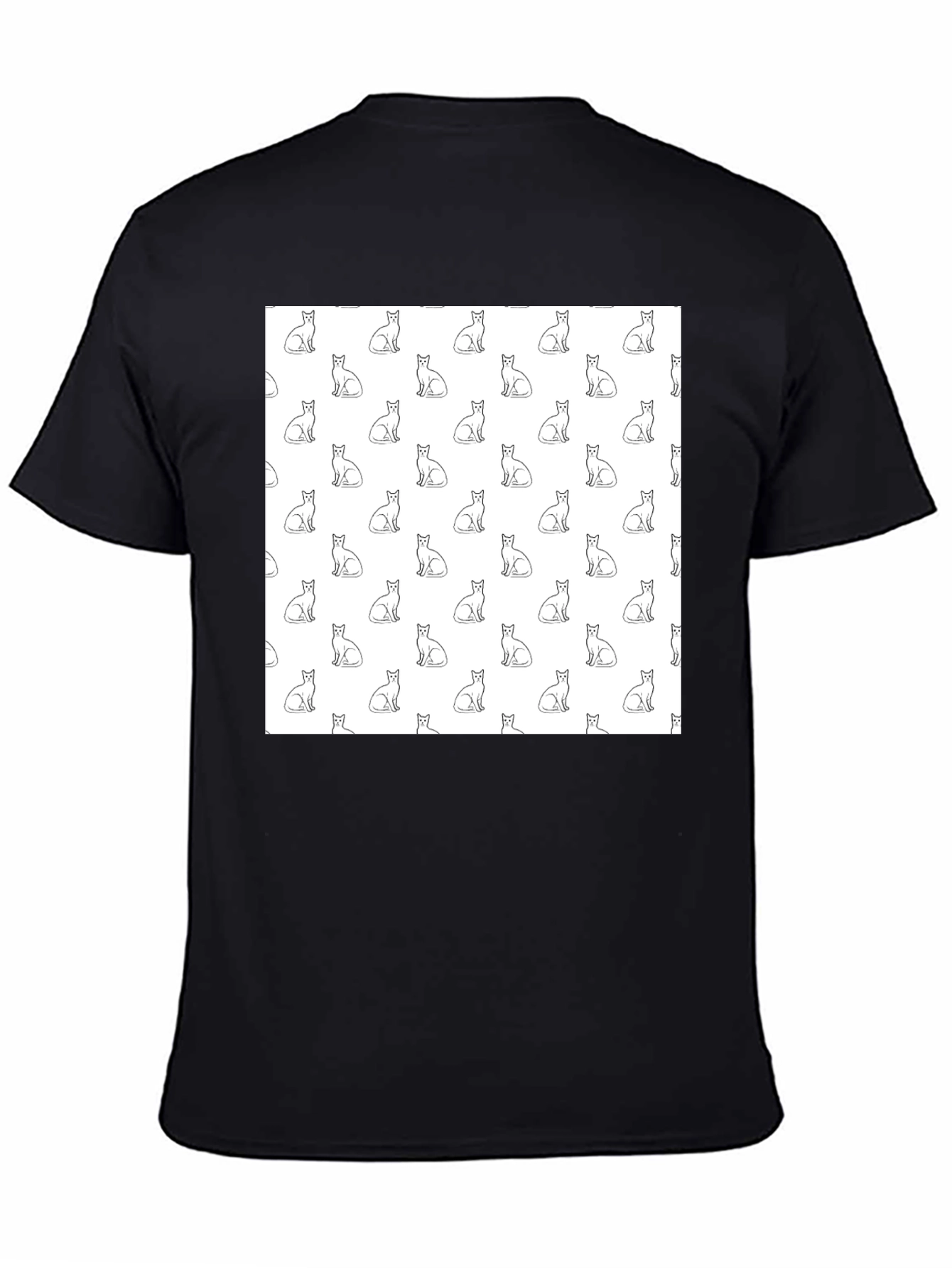 Cool Cat Pattern Black T-Shirt
