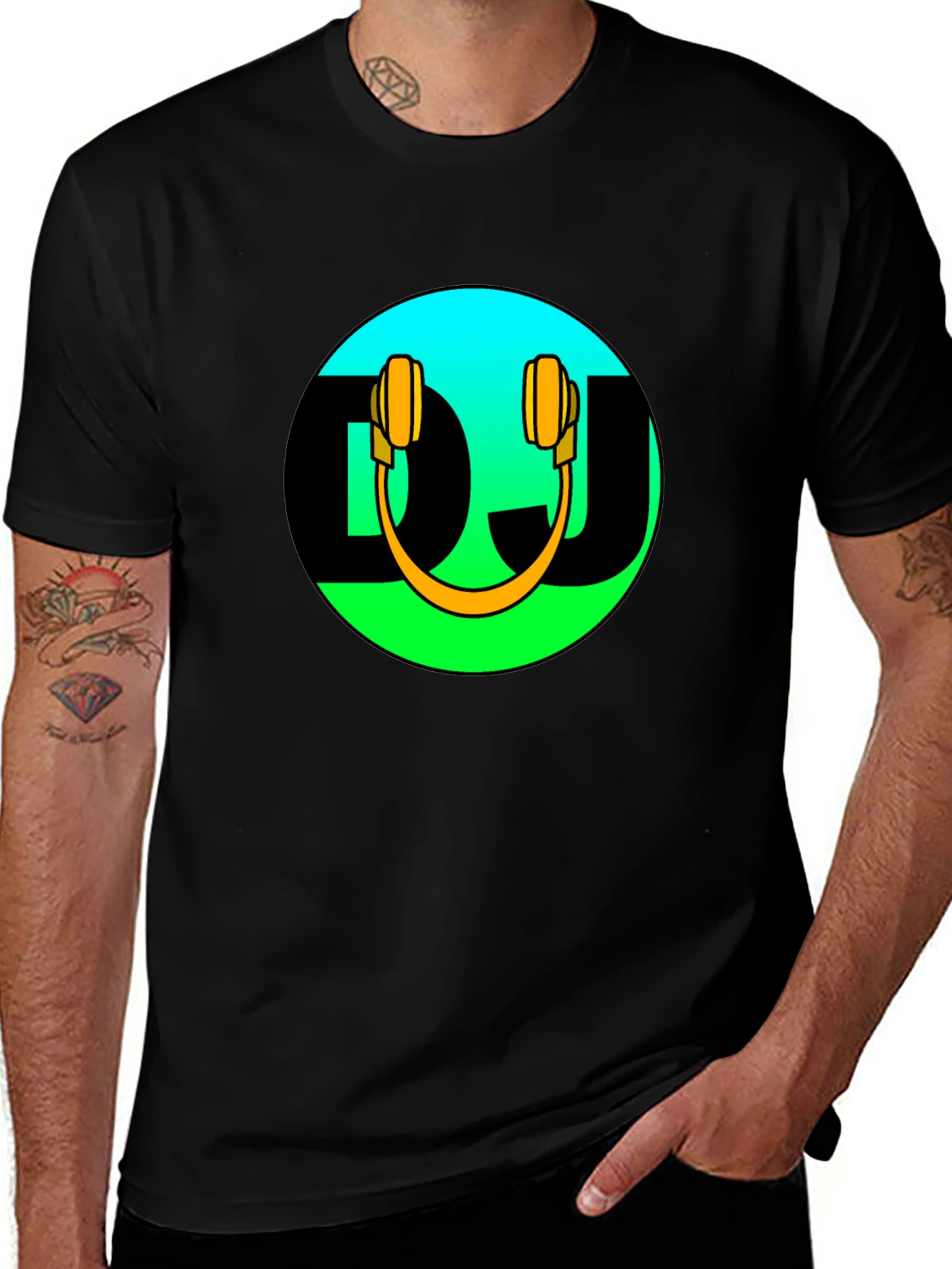 DJ Headphones Graphic Black T-Shirt