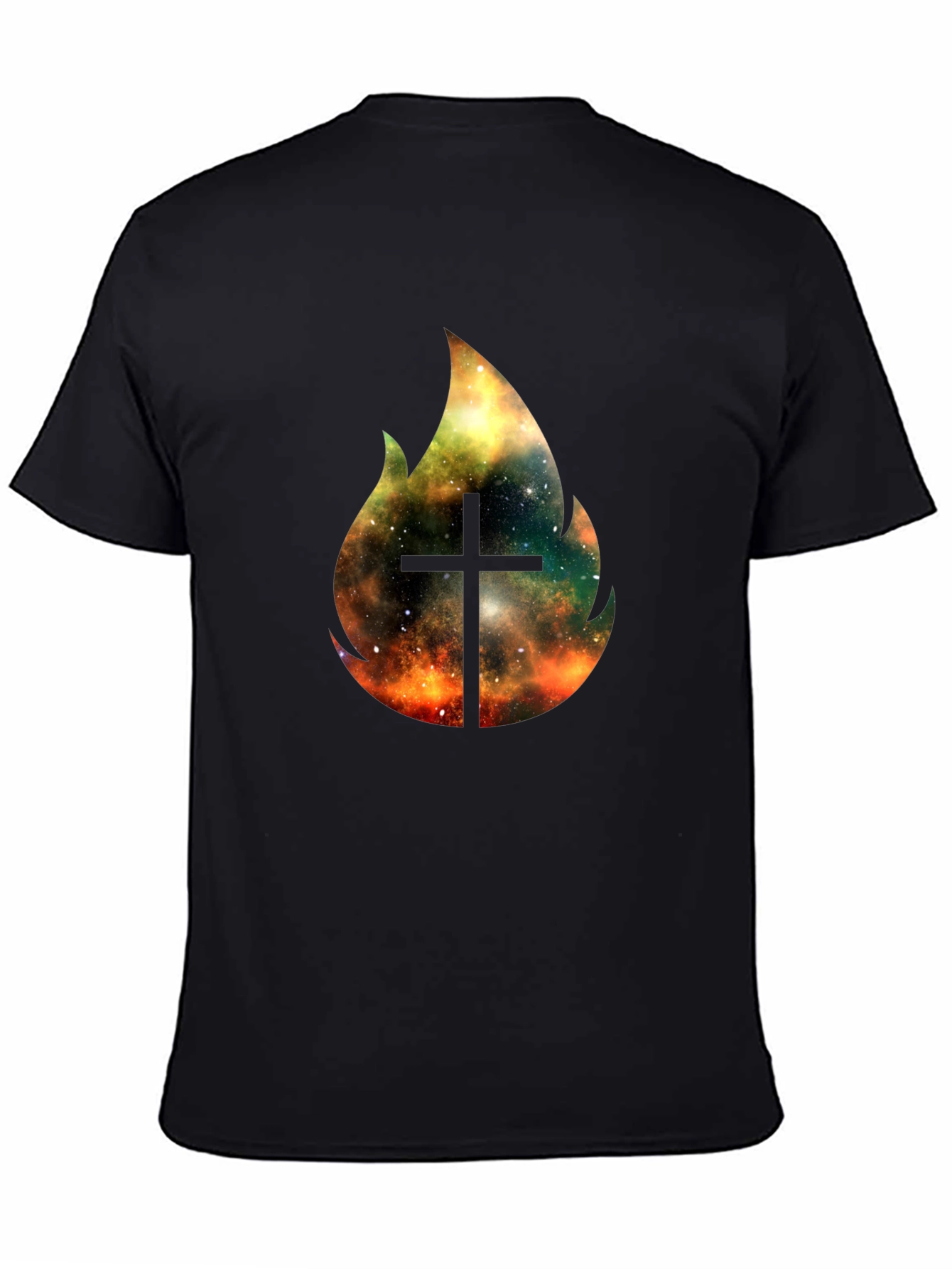 Cosmic Cross Fire T-Shirt - Black Christian Tee