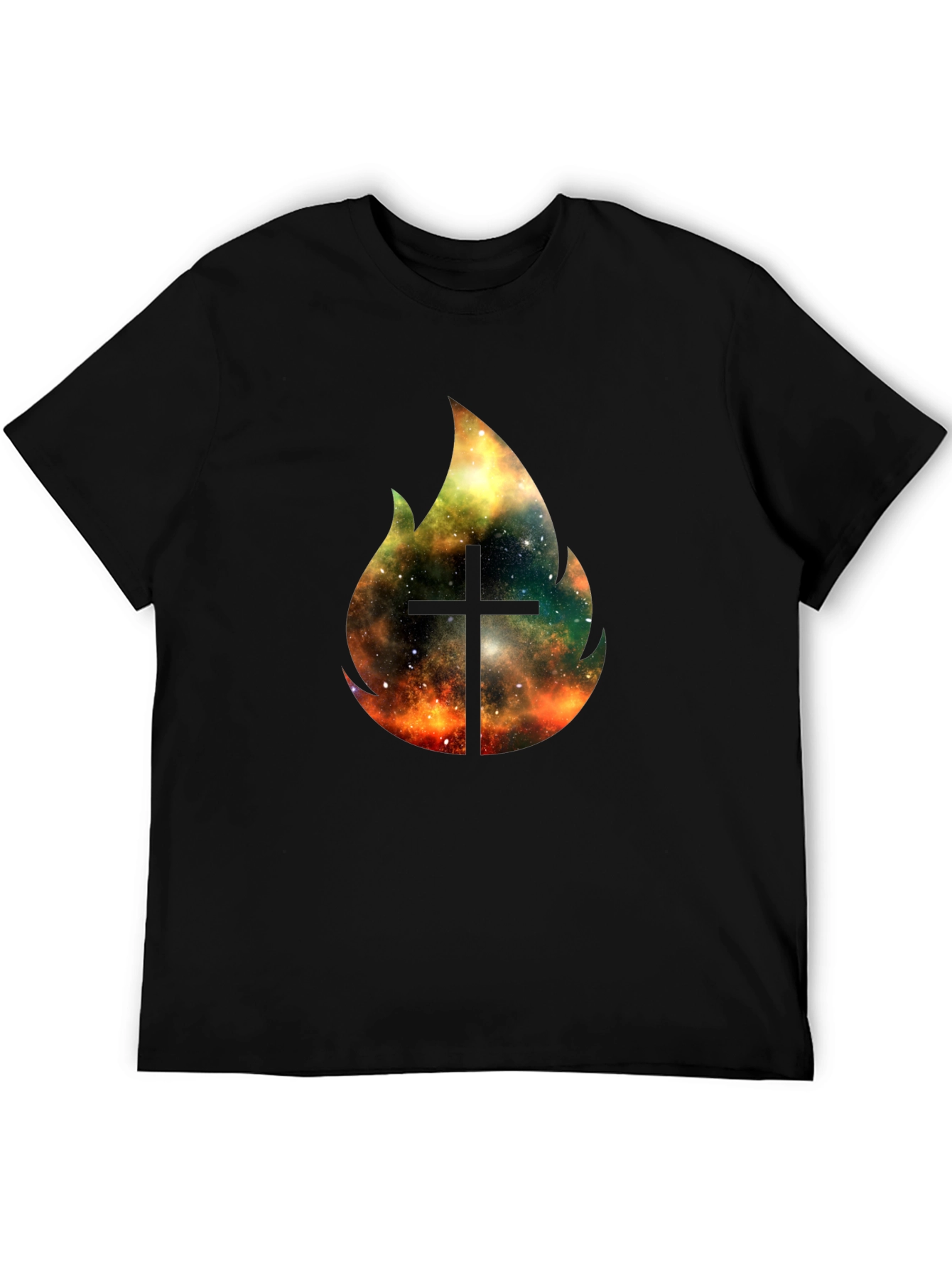 Cosmic Cross Fire T-Shirt - Black Christian Tee