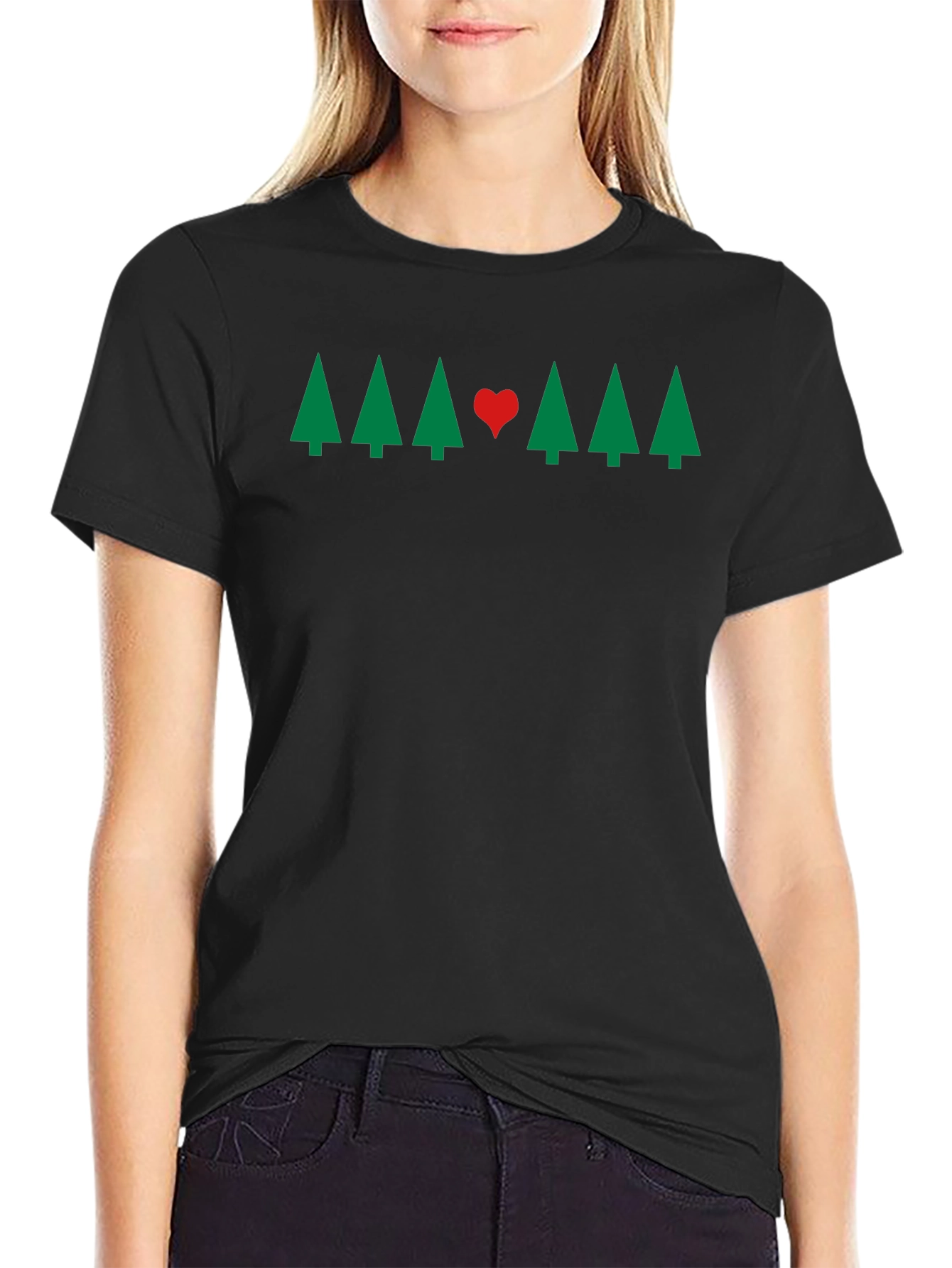 Holiday Tree & Heart Graphic Tee - Christmas Love