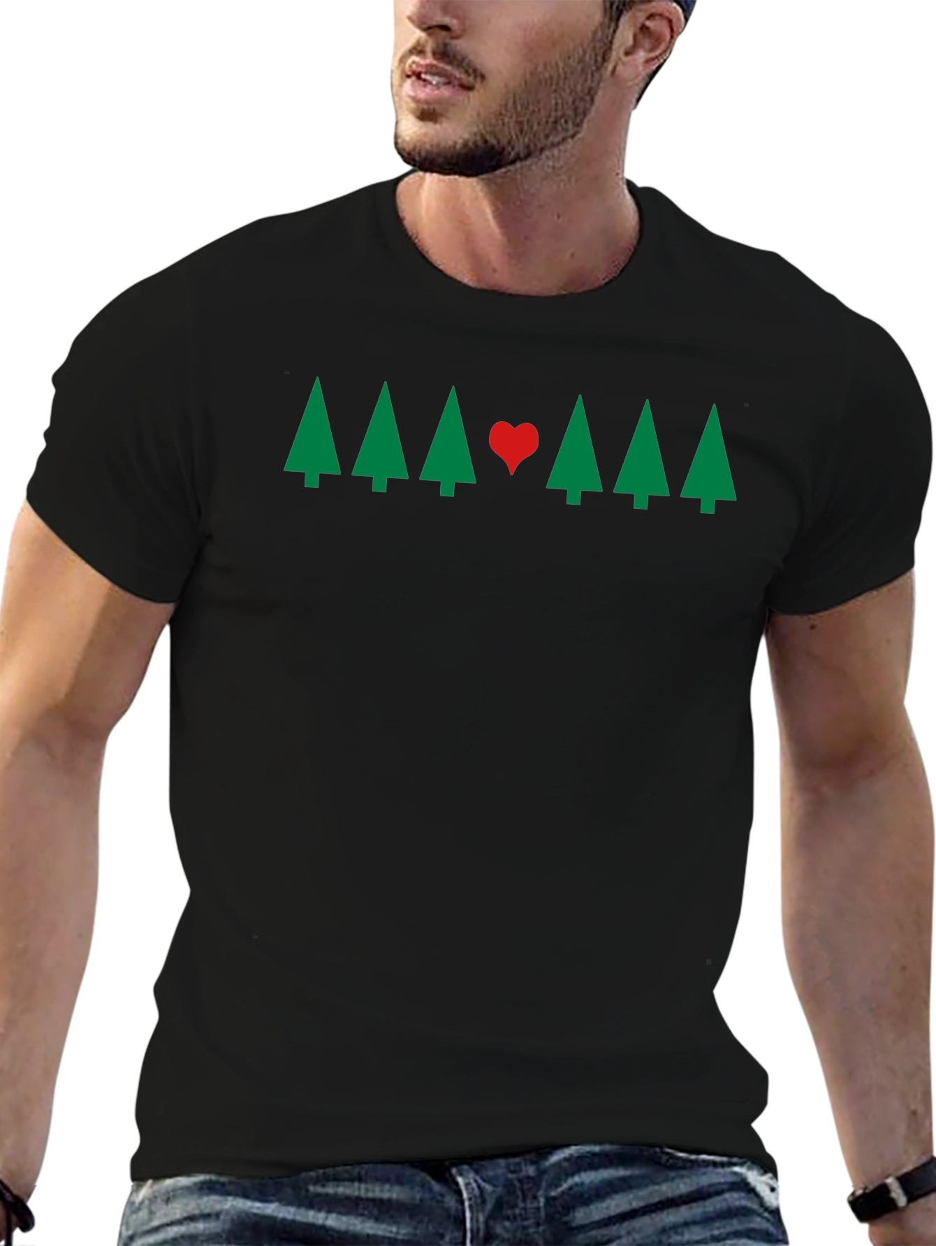 Holiday Tree & Heart Graphic Tee - Christmas Love