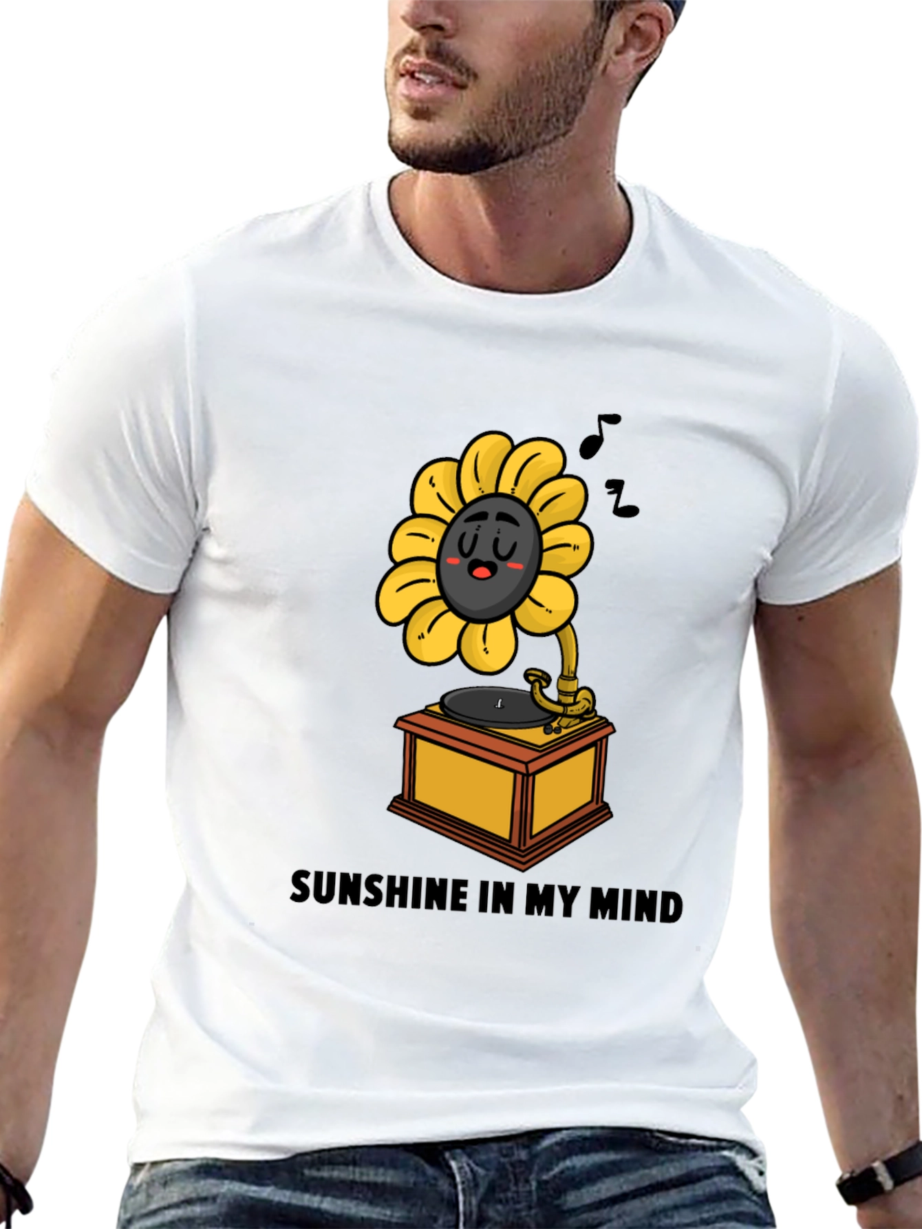 Sunshine Mind Graphic Tee - Black Cotton T-Shirt