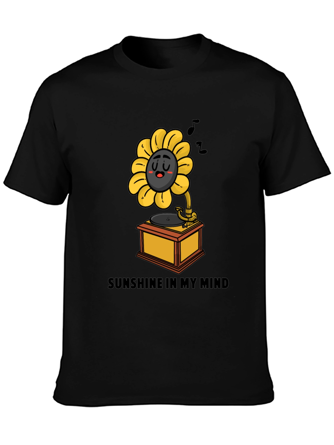 Sunshine Mind Graphic Tee - Black Cotton T-Shirt