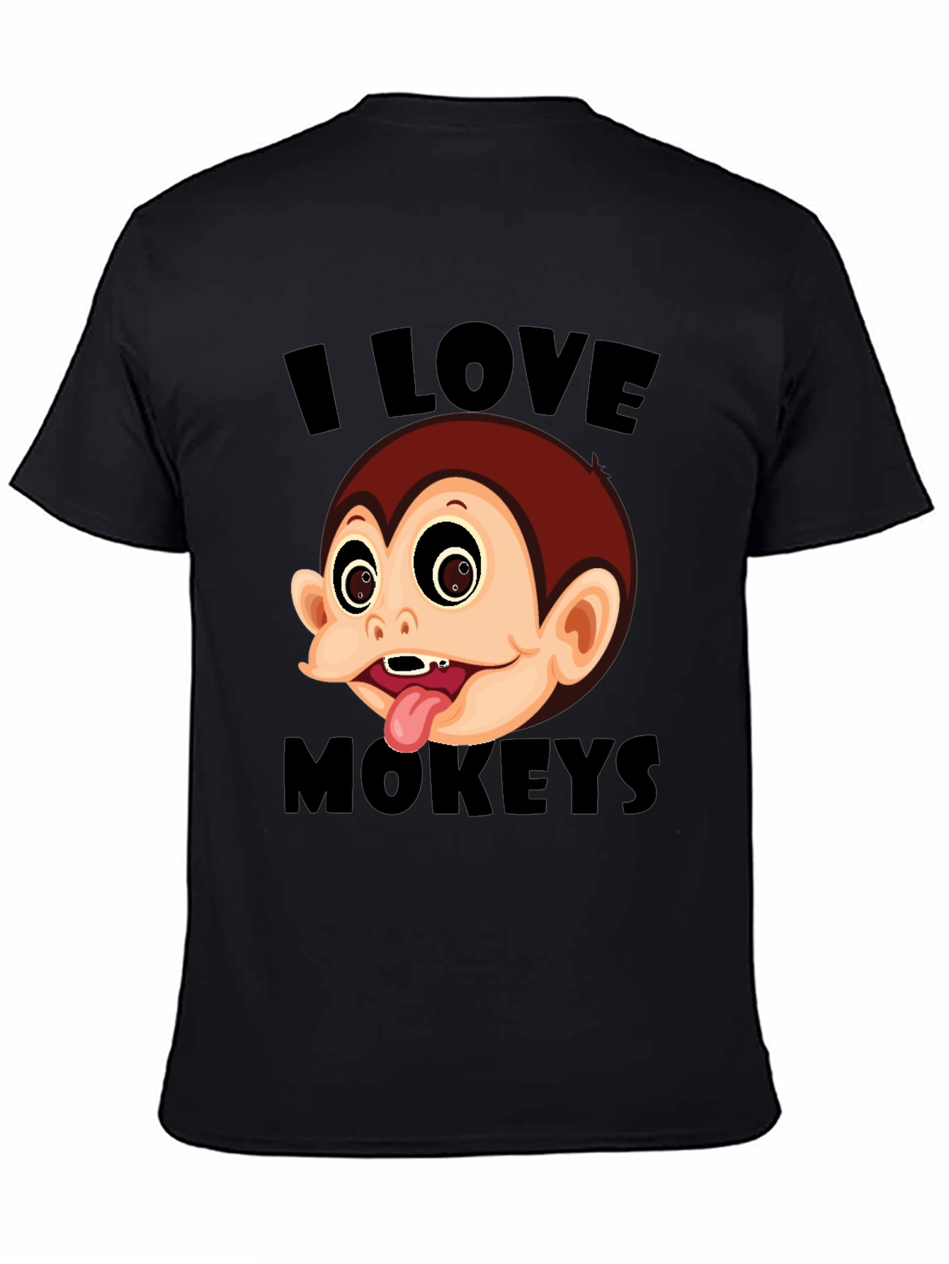 I Love Monkeys Graphic Tee - Black Cotton Blend