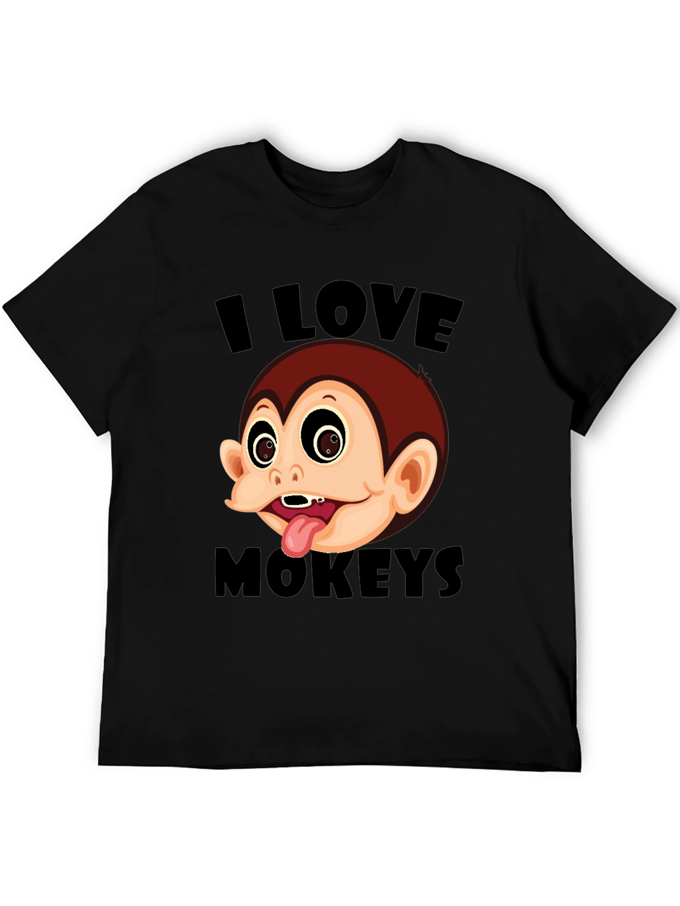 I Love Monkeys Graphic Tee - Black Cotton Blend