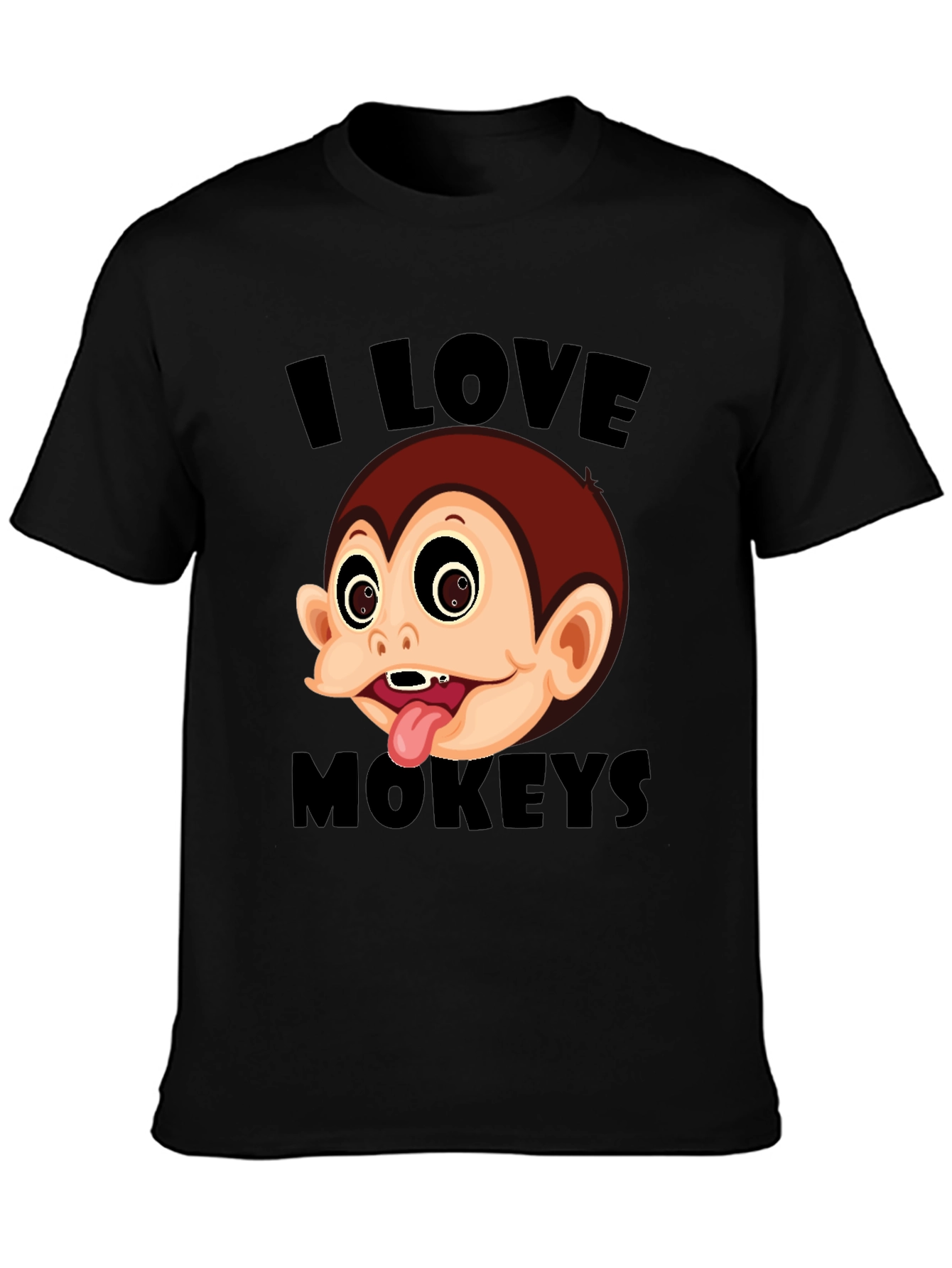 I Love Monkeys Graphic Tee - Black Cotton Blend