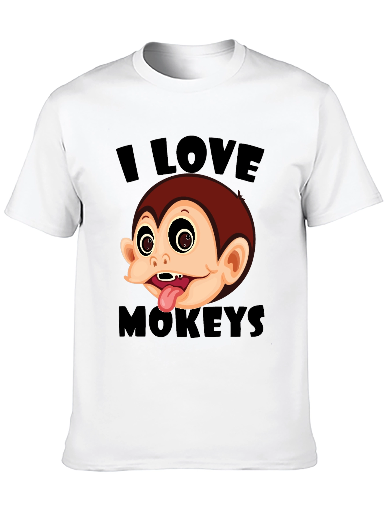 I Love Monkeys Graphic Tee - Black Cotton Blend