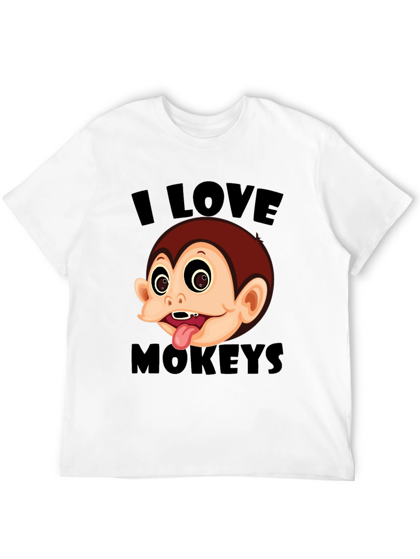 I Love Monkeys Graphic Tee - Black Cotton Blend