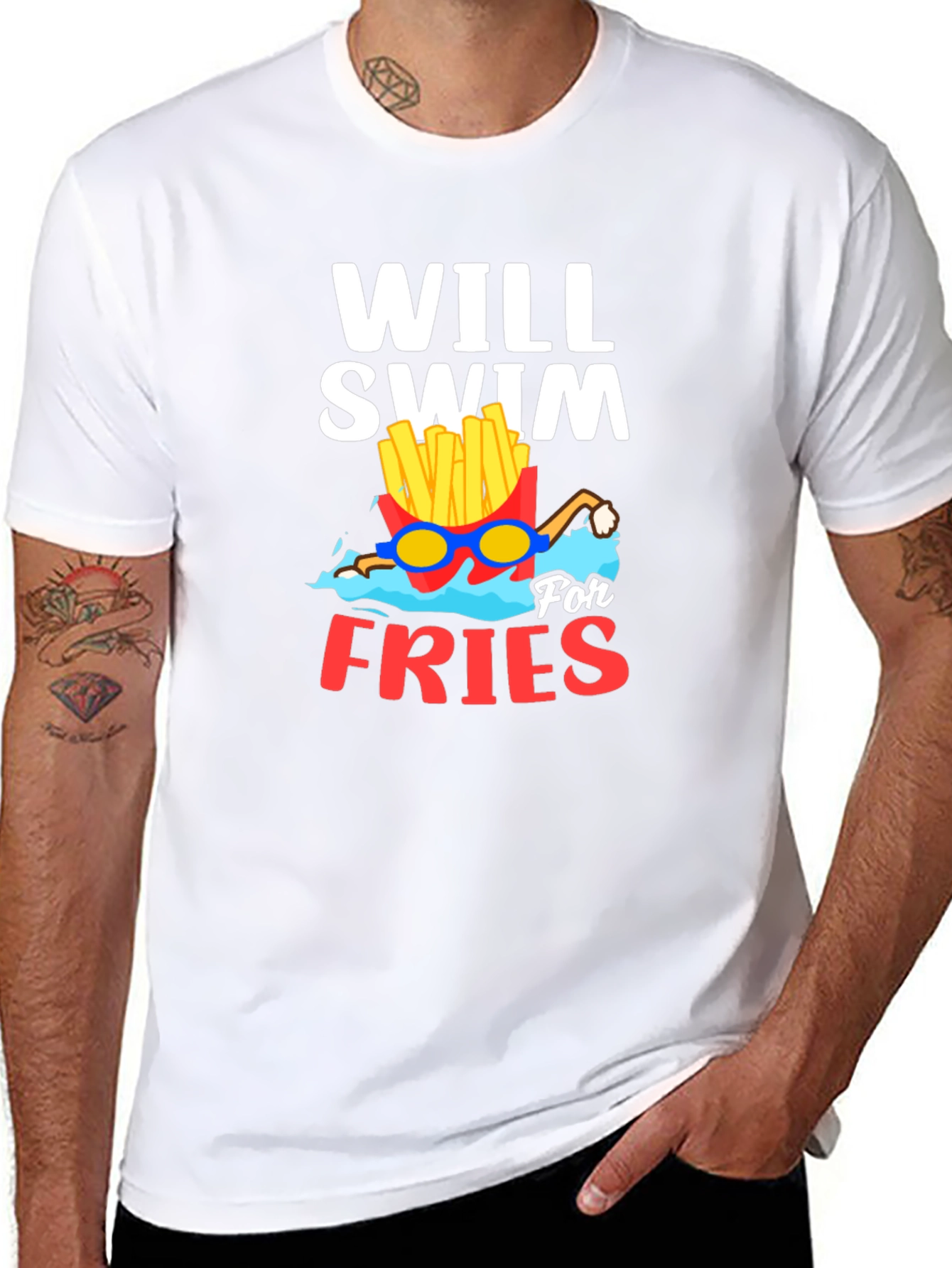 Will Swim For Fries Graphic T-Shirt