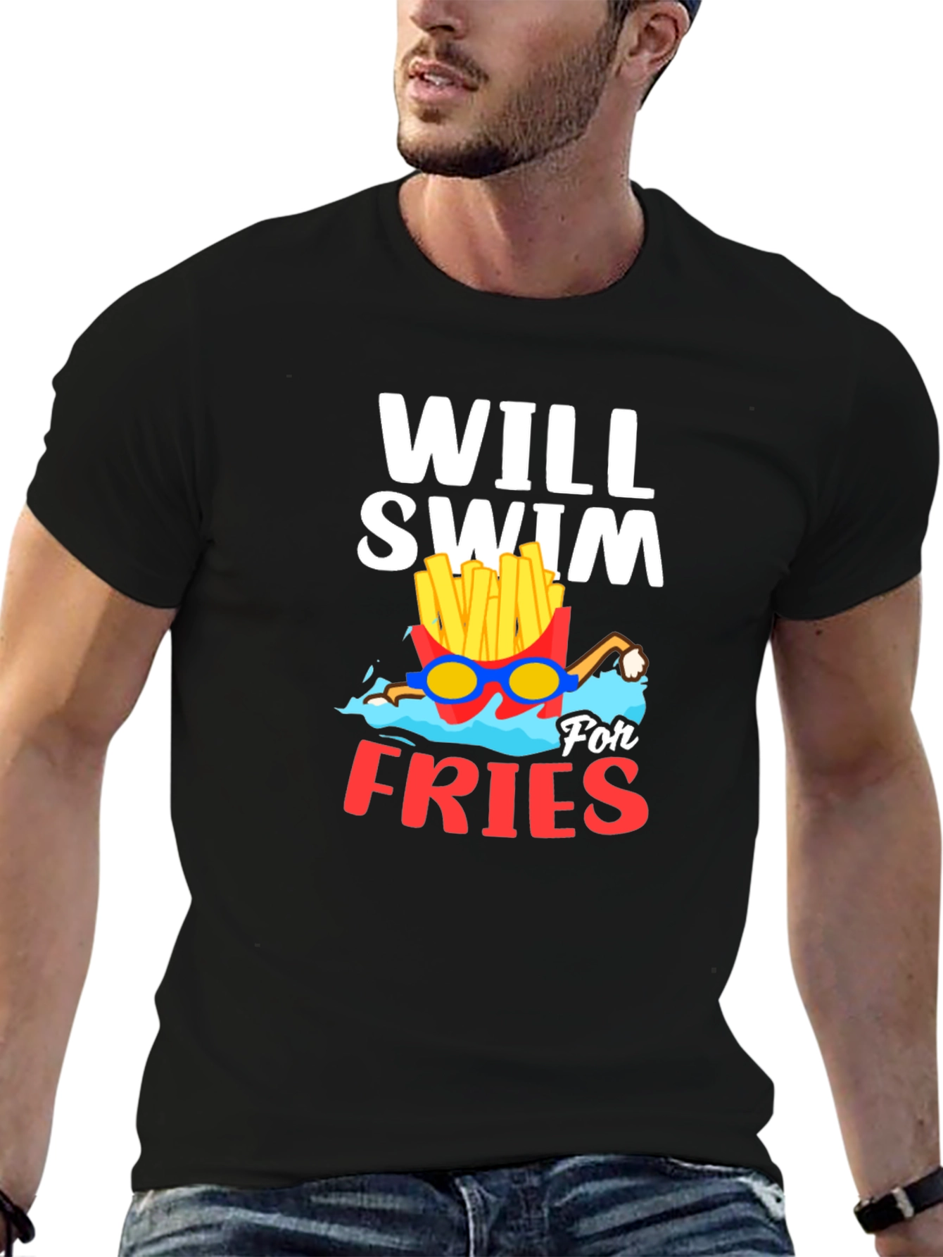 Will Swim For Fries Graphic T-Shirt