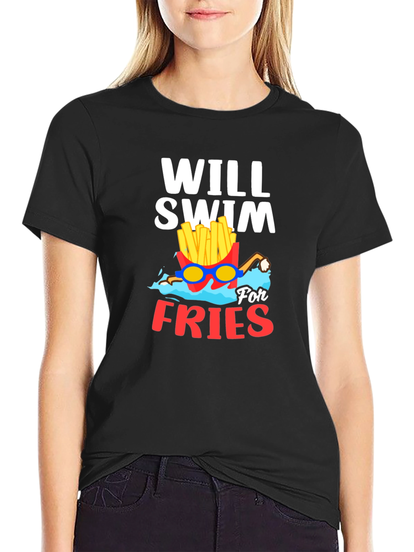 Will Swim For Fries Graphic T-Shirt