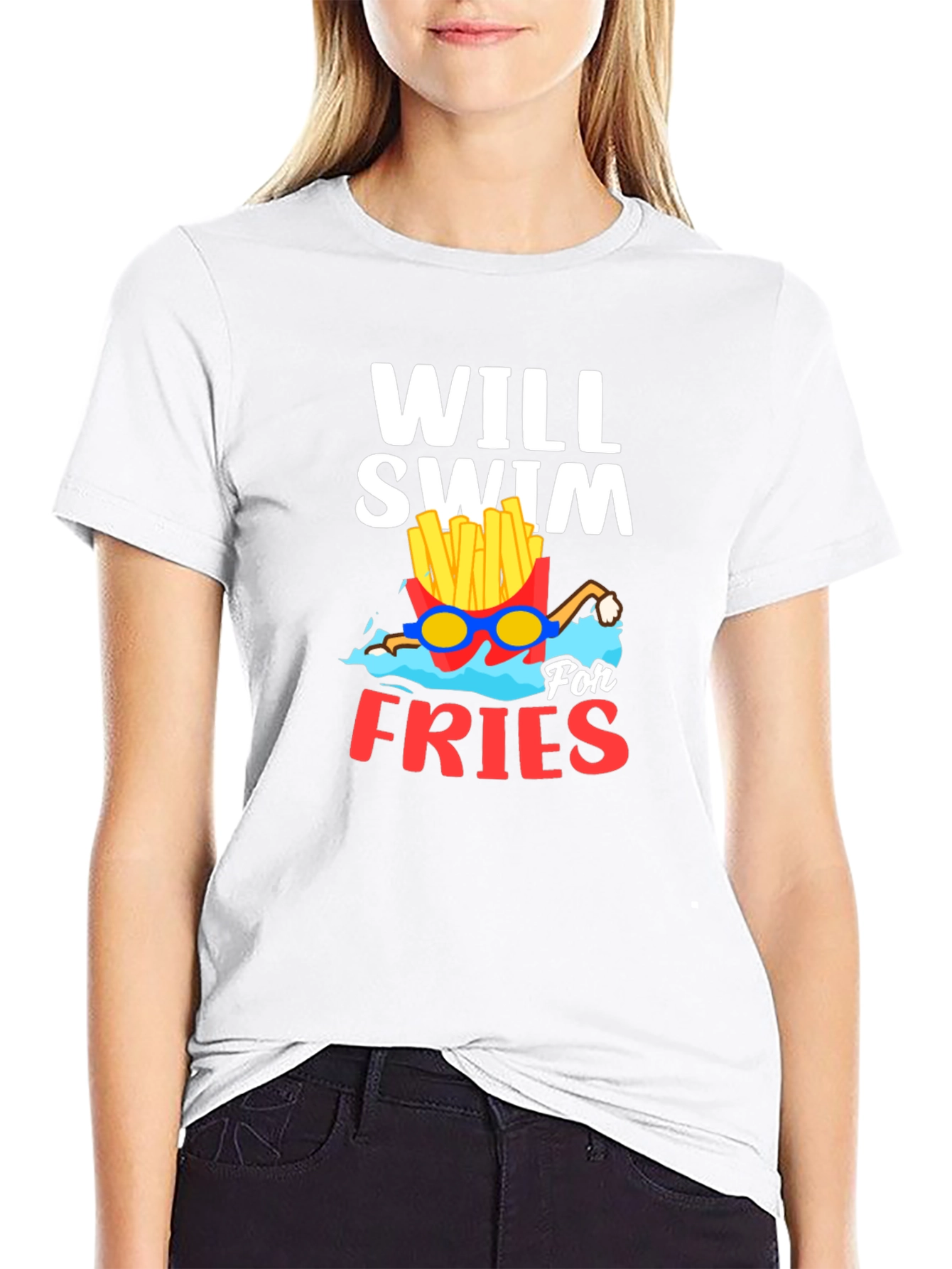 Will Swim For Fries Graphic T-Shirt