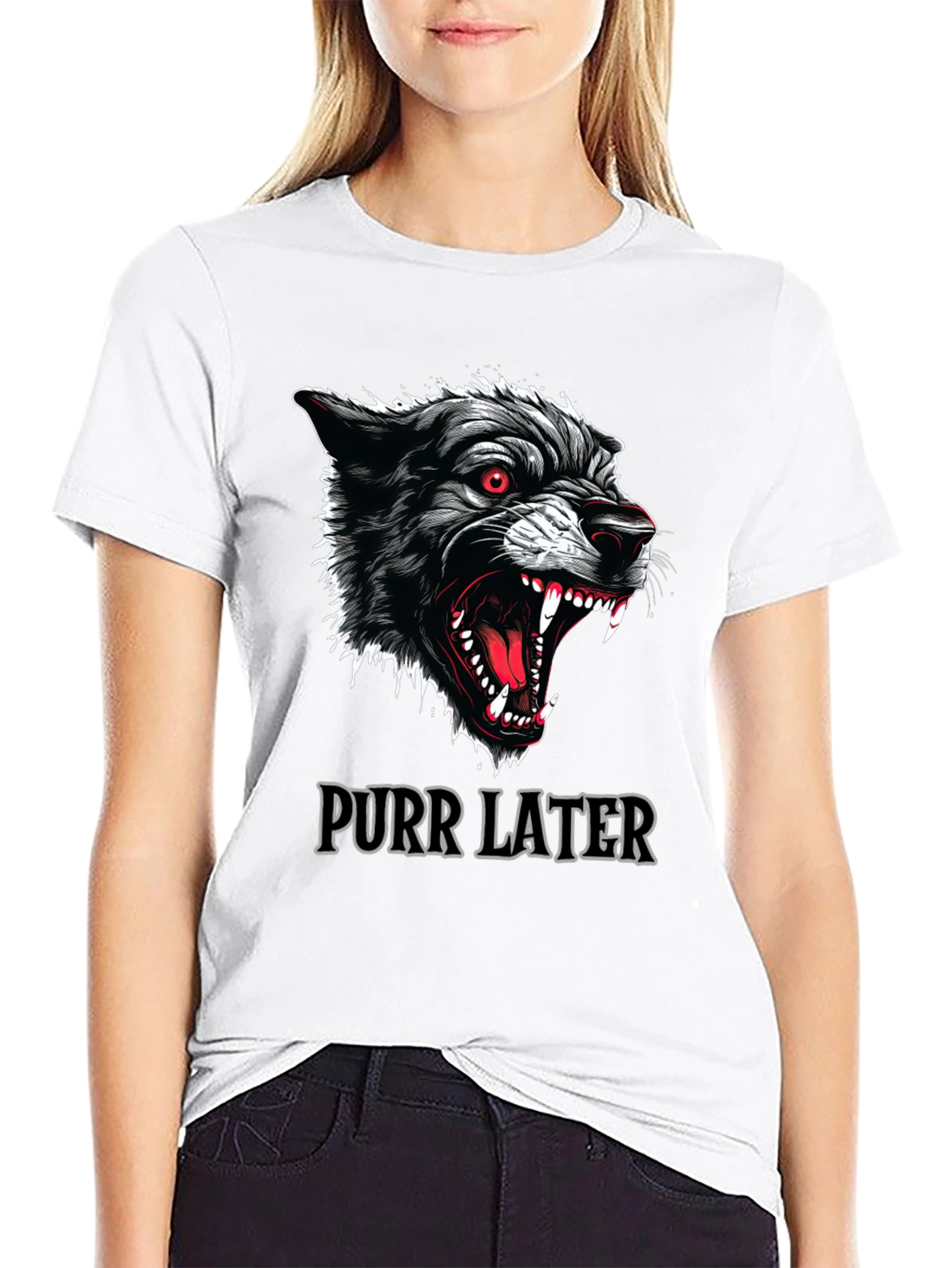 Purr Later Wolf Graphic T-Shirt