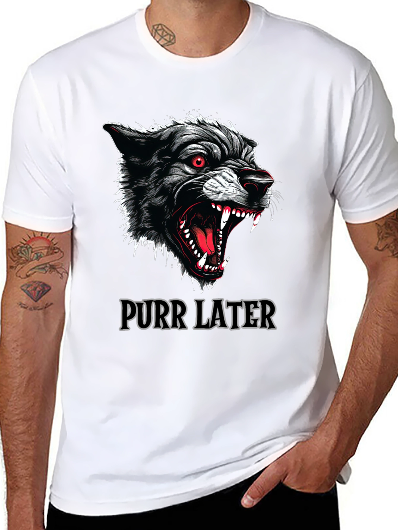 Purr Later Wolf Graphic T-Shirt
