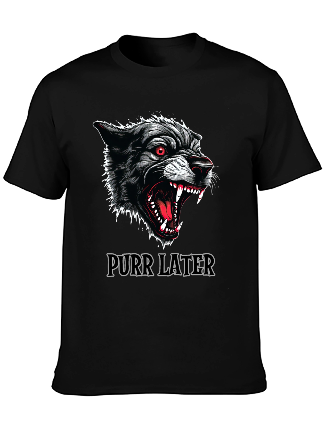 Purr Later Wolf Graphic T-Shirt