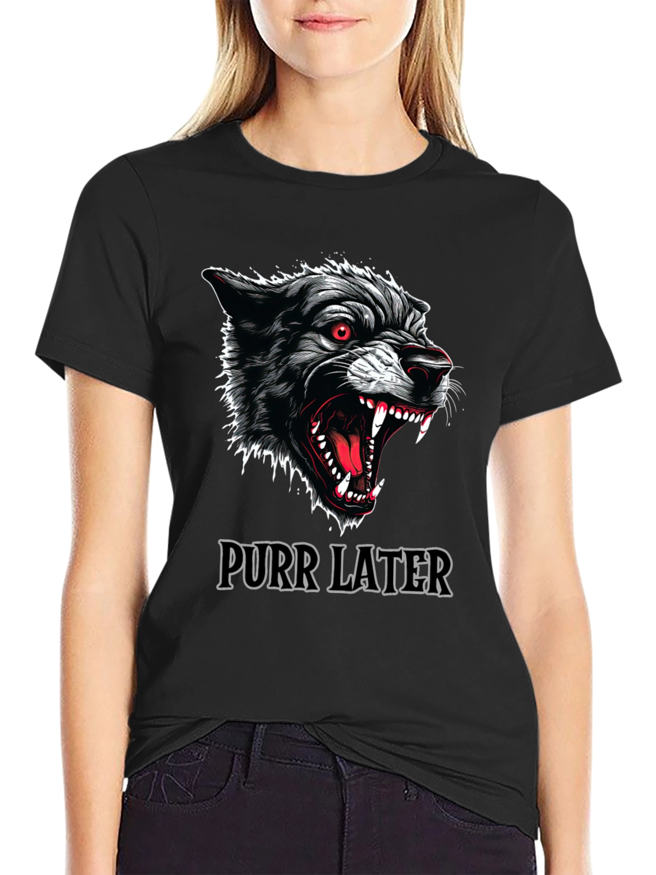 Purr Later Wolf Graphic T-Shirt