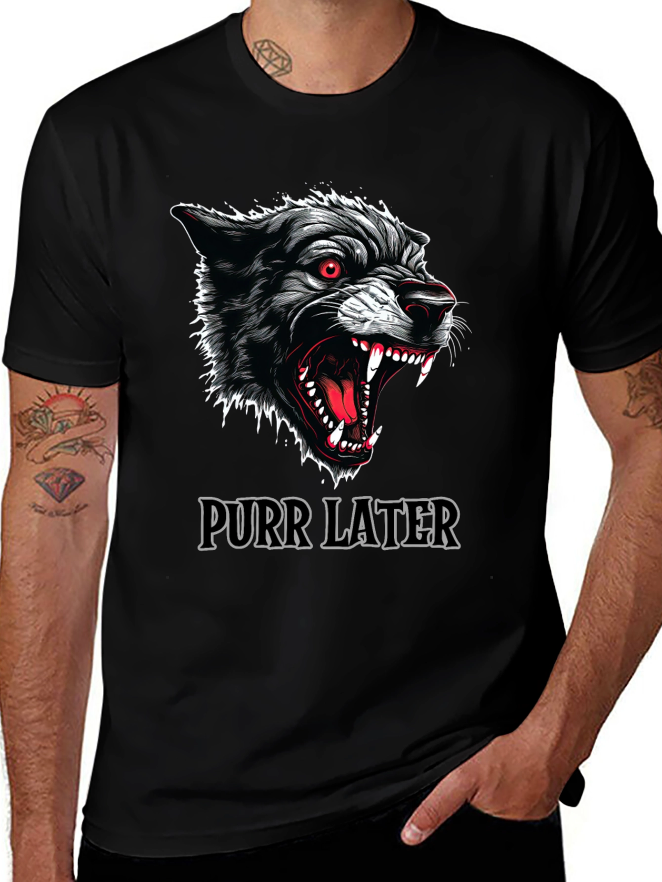 Purr Later Wolf Graphic T-Shirt