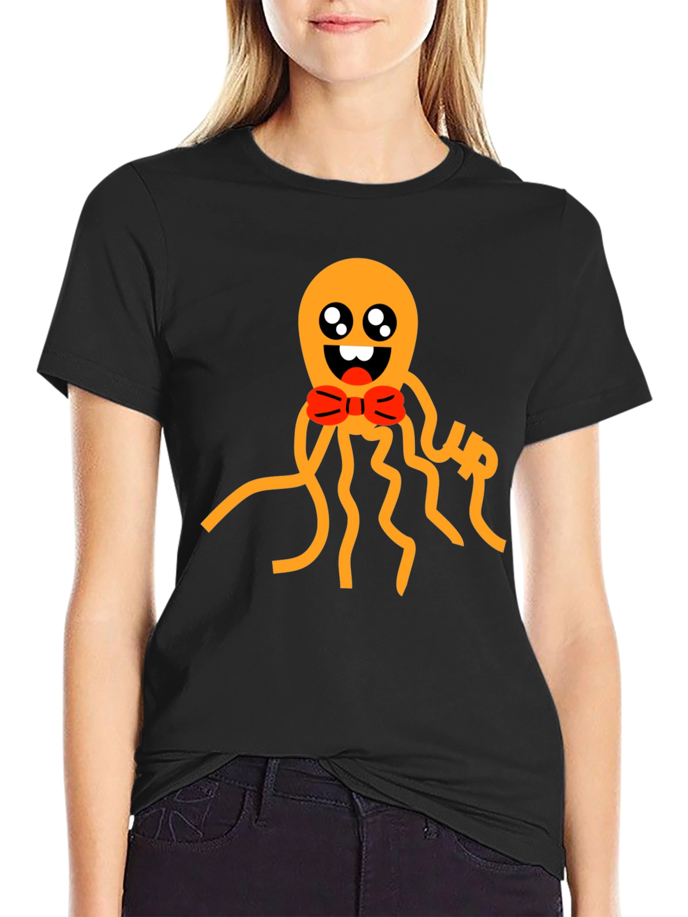 Cute Octopus Graphic Tee - Black Cotton Shirt