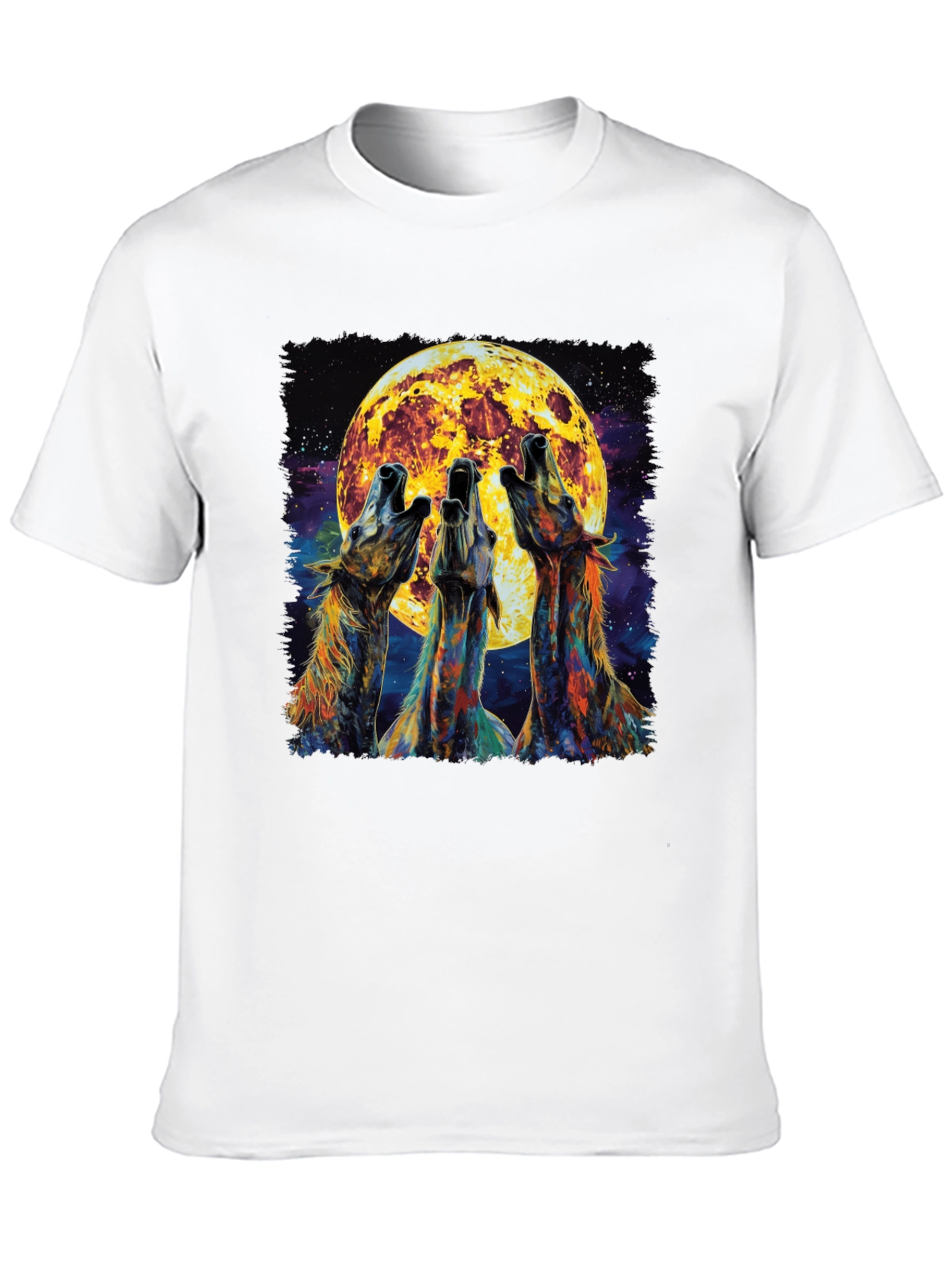 Howling Wolves Moon Graphic Tee - Black