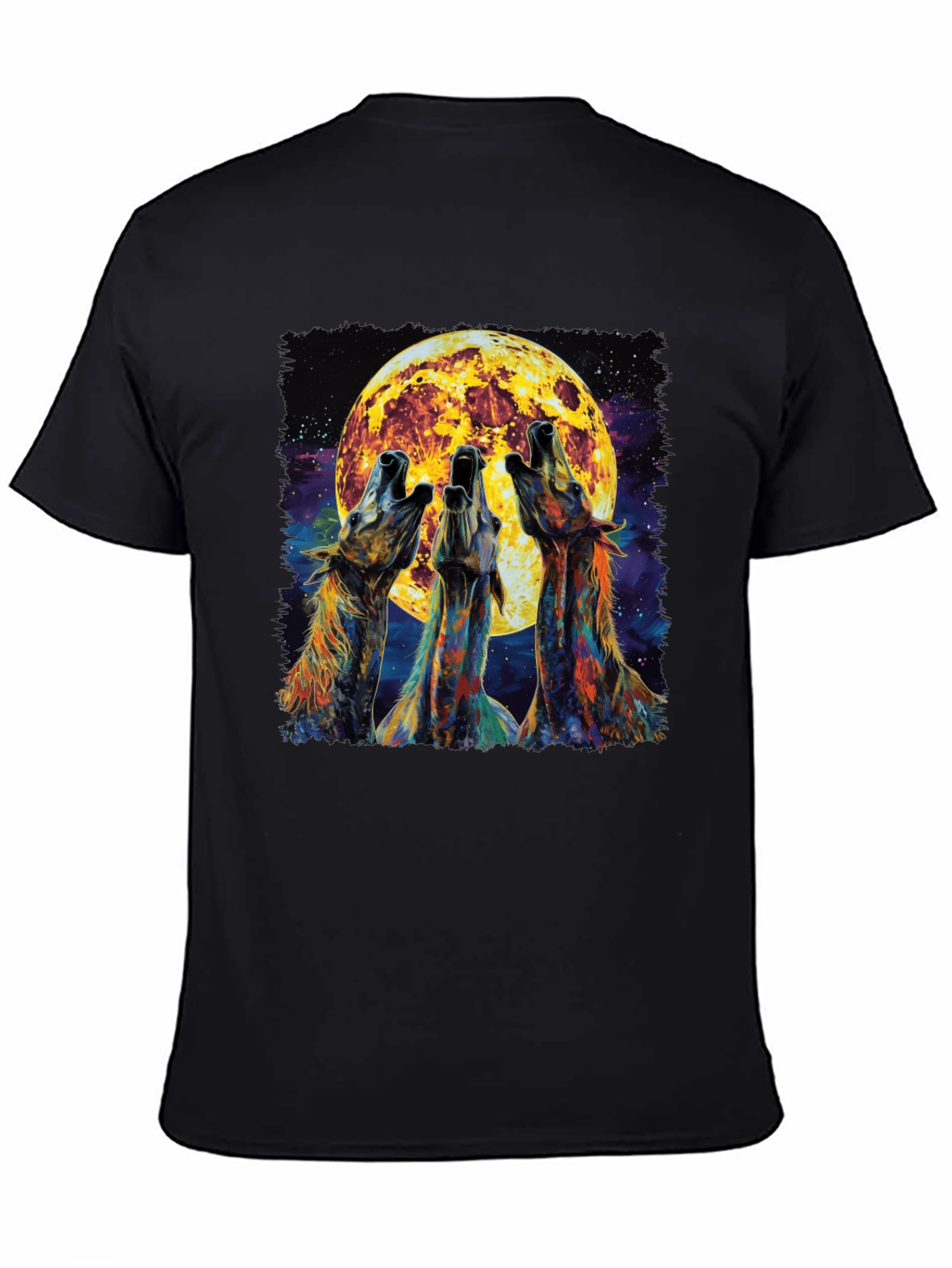 Howling Wolves Moon Graphic Tee - Black