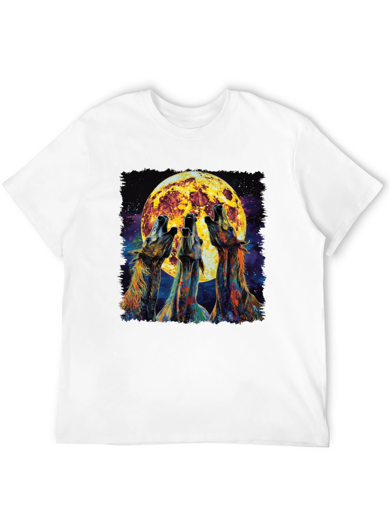 Howling Wolves Moon Graphic Tee - Black