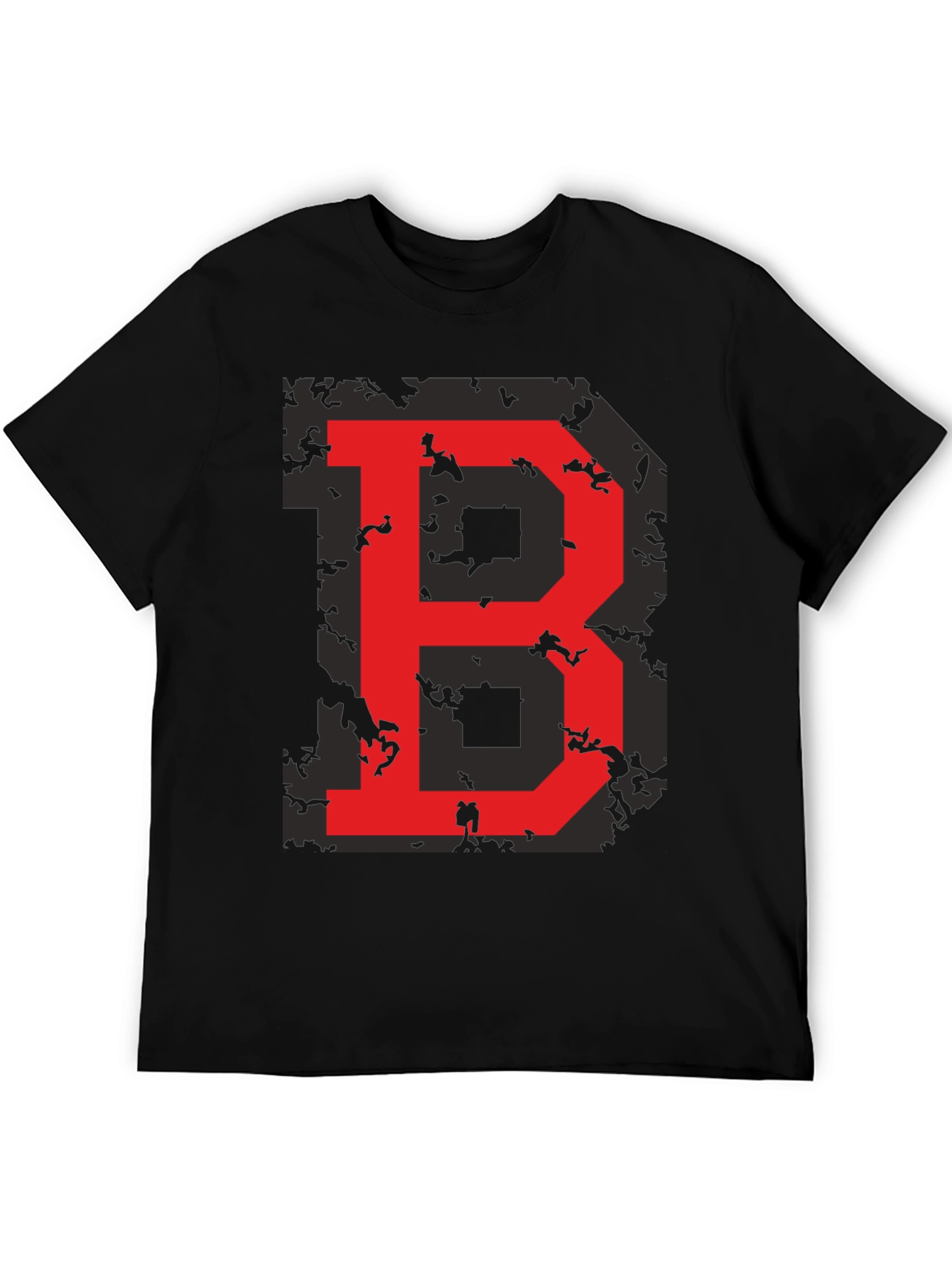 Red Letter B Graphic Black T-Shirt