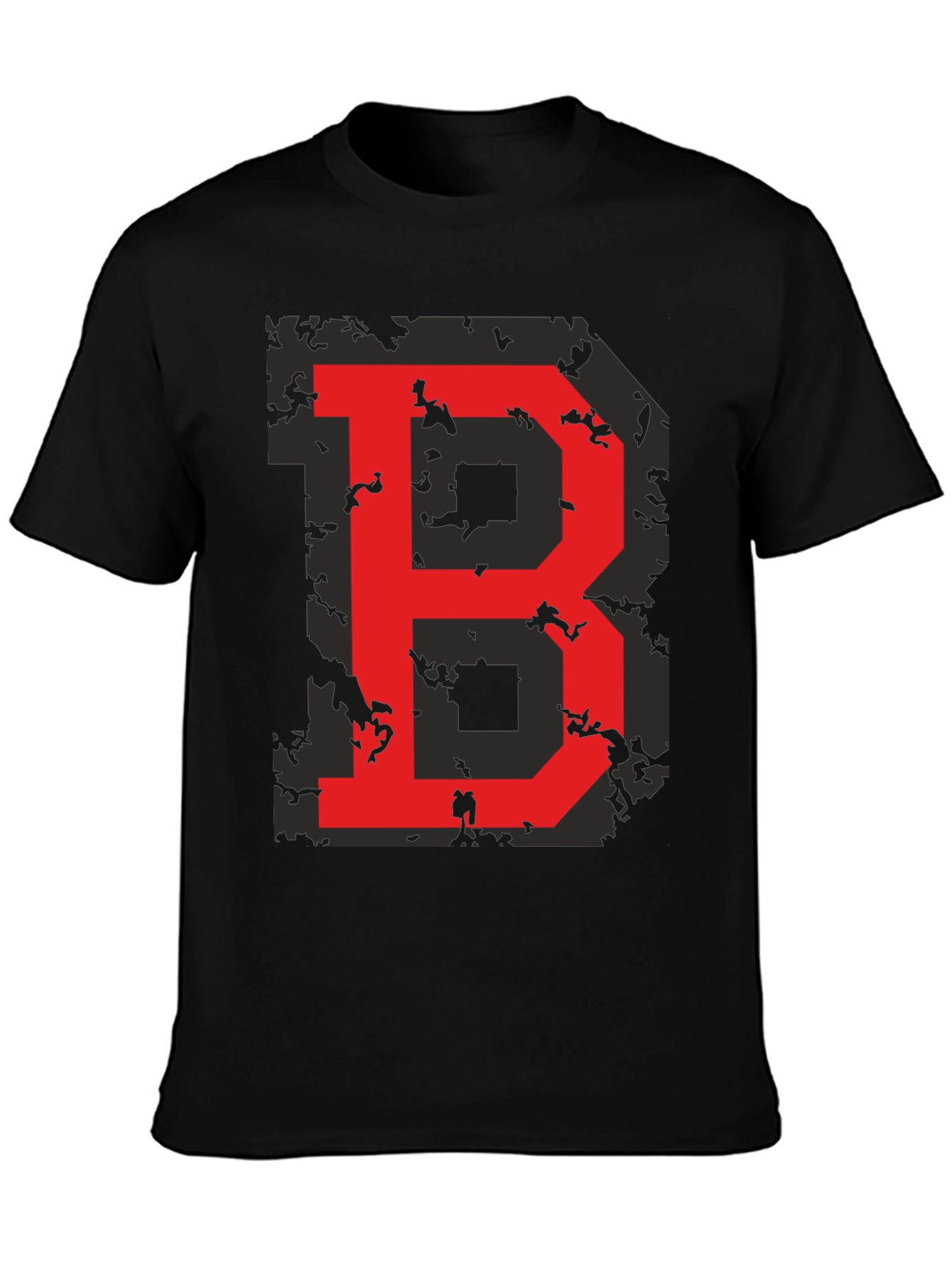 Red Letter B Graphic Black T-Shirt