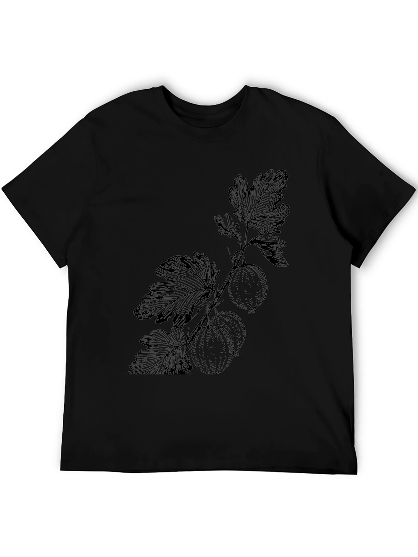 Botanical Print Black T-Shirt