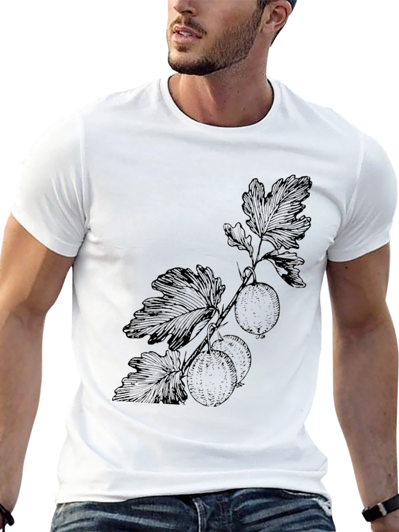 Botanical Print Black T-Shirt