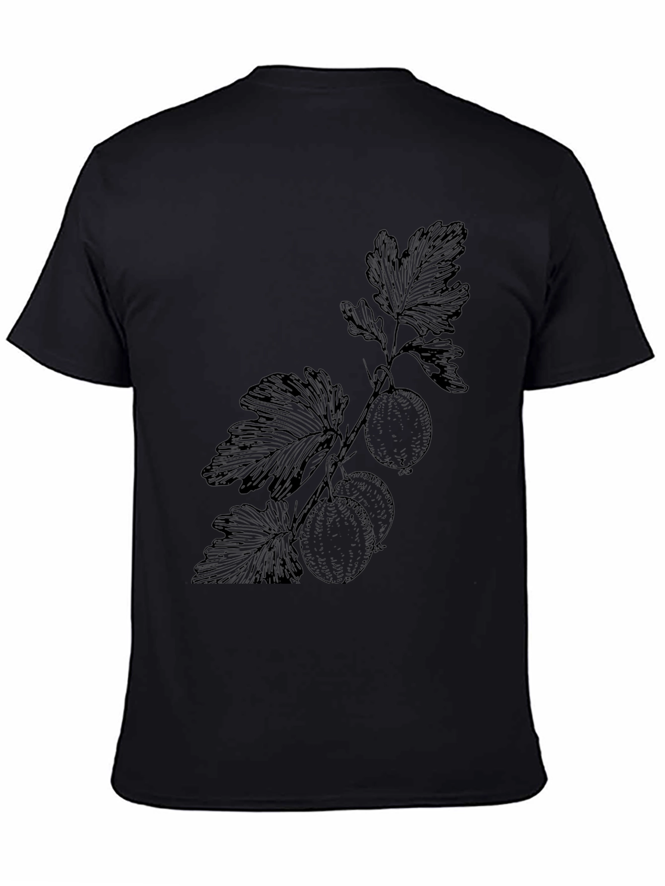 Botanical Print Black T-Shirt