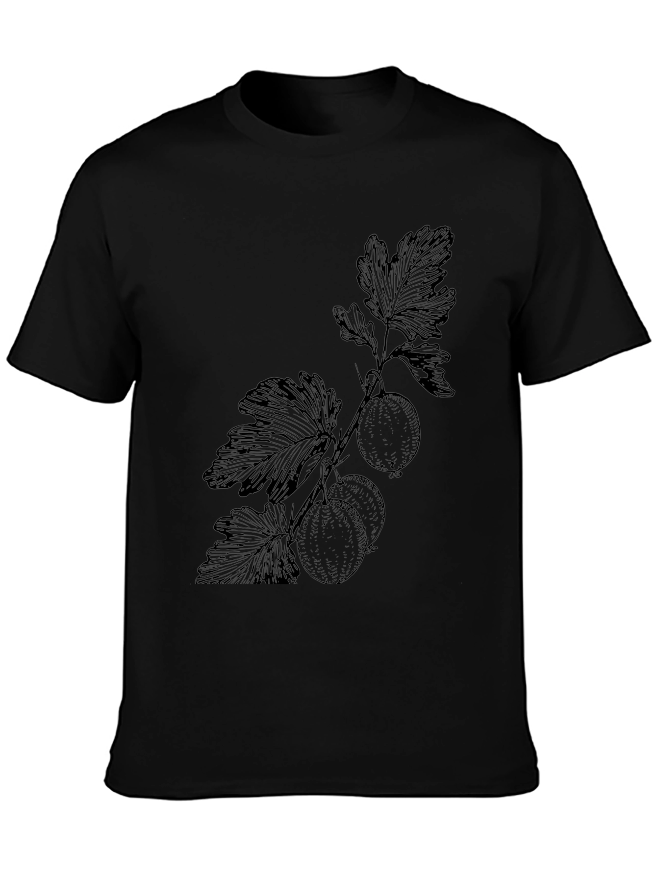 Botanical Print Black T-Shirt