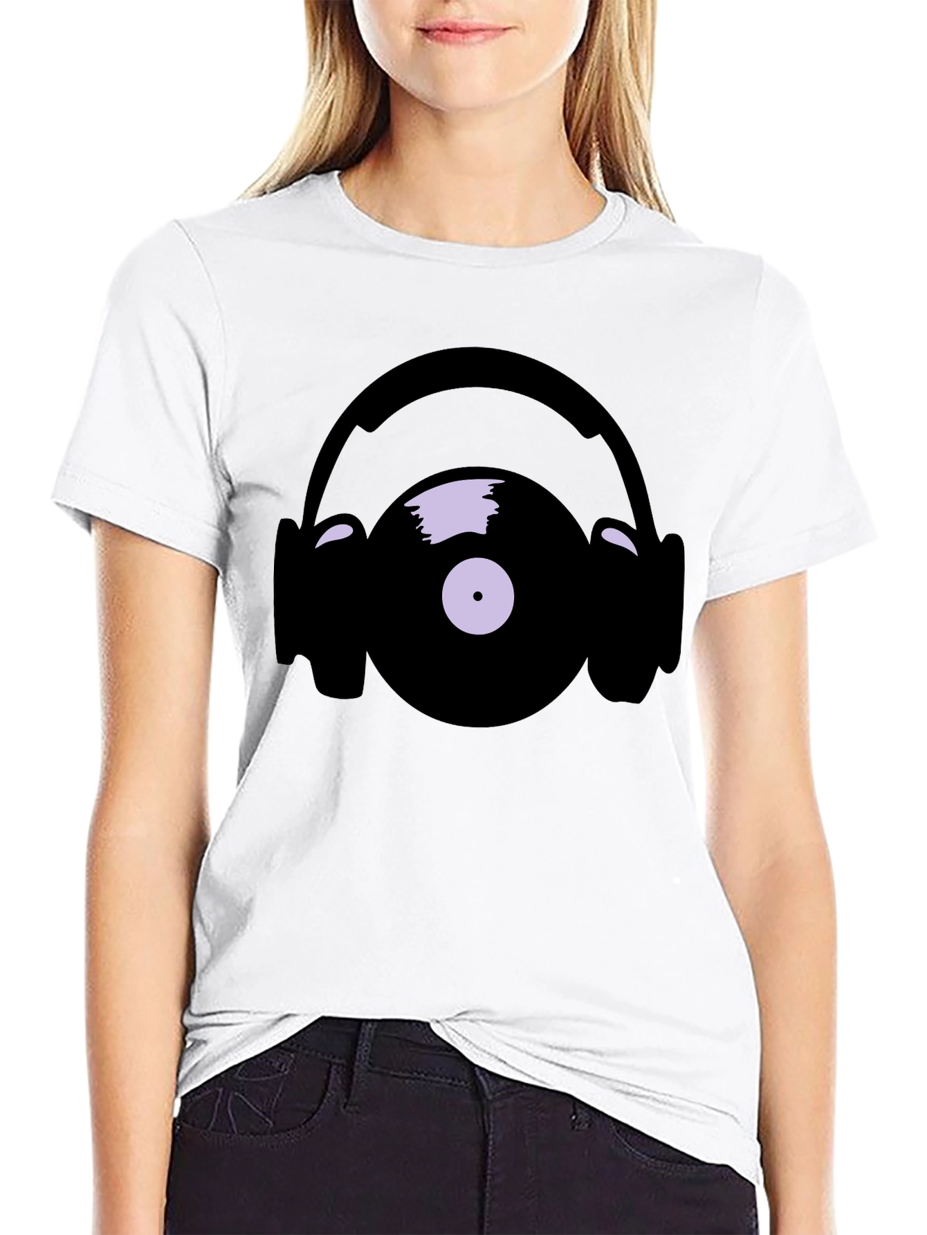 Vinyl Record and Headphone Graphic T-Shirt
