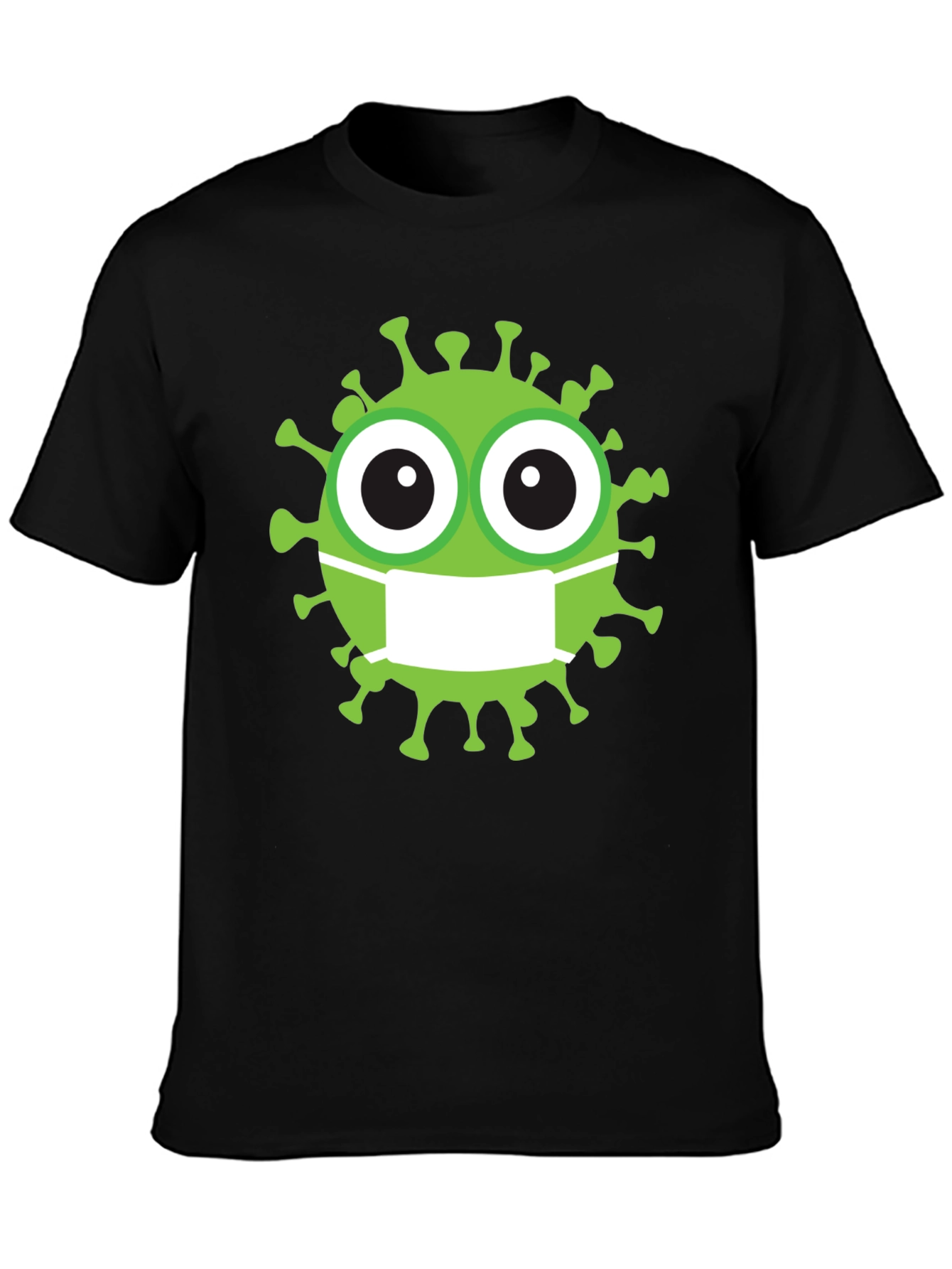 Novelty Cartoon Virus Wearing Mask Graphic Tee