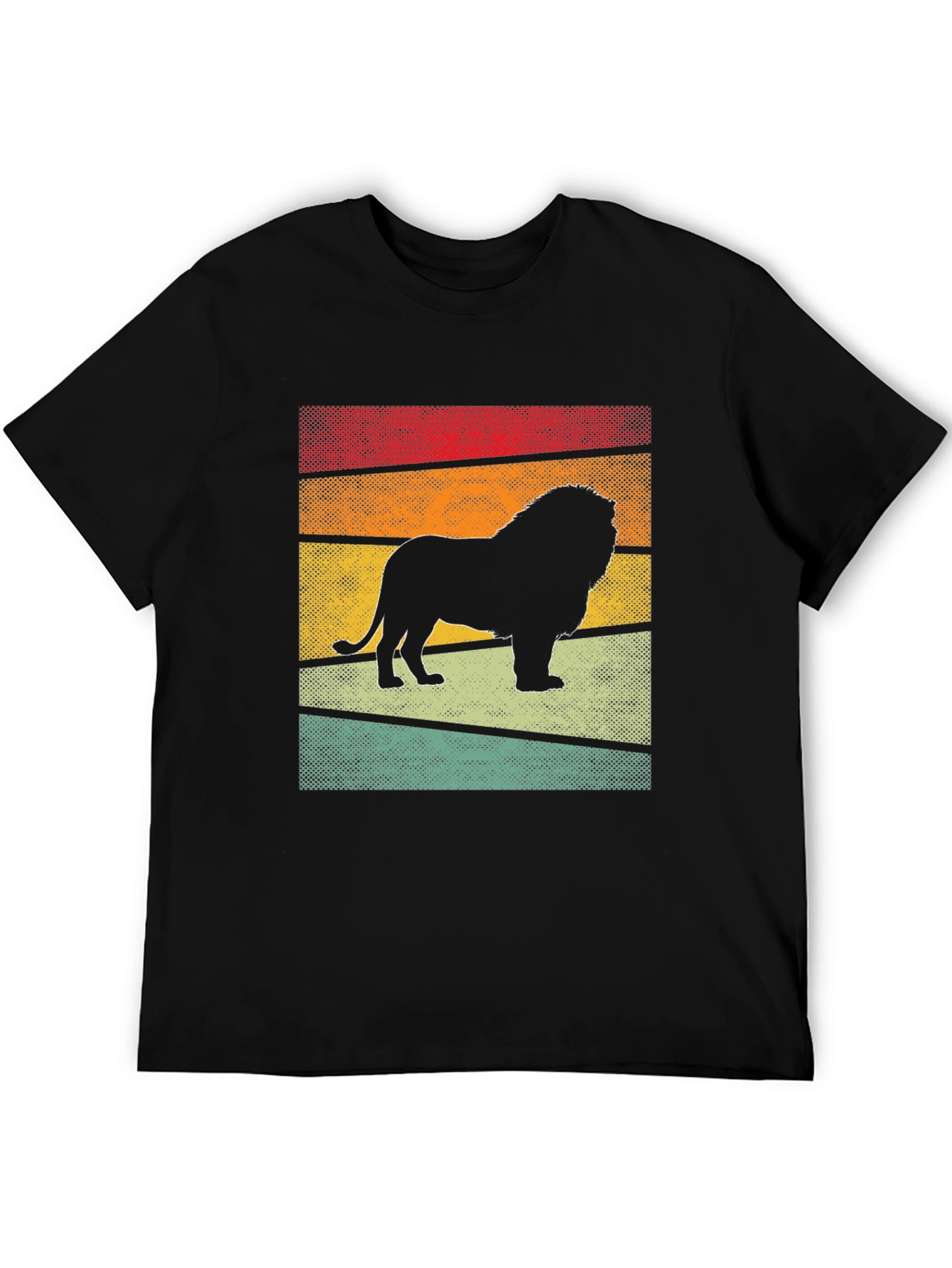 Retro Lion Graphic T-Shirt - Mens Black Tee
