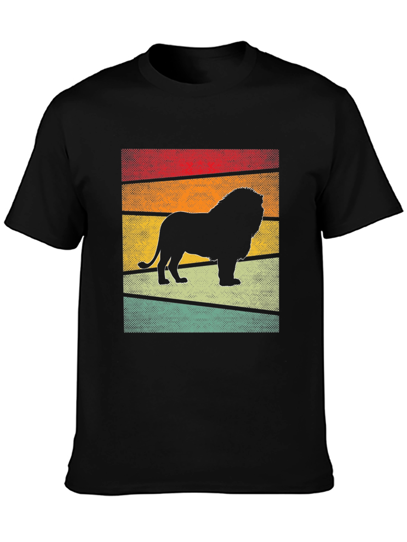Retro Lion Graphic T-Shirt - Mens Black Tee