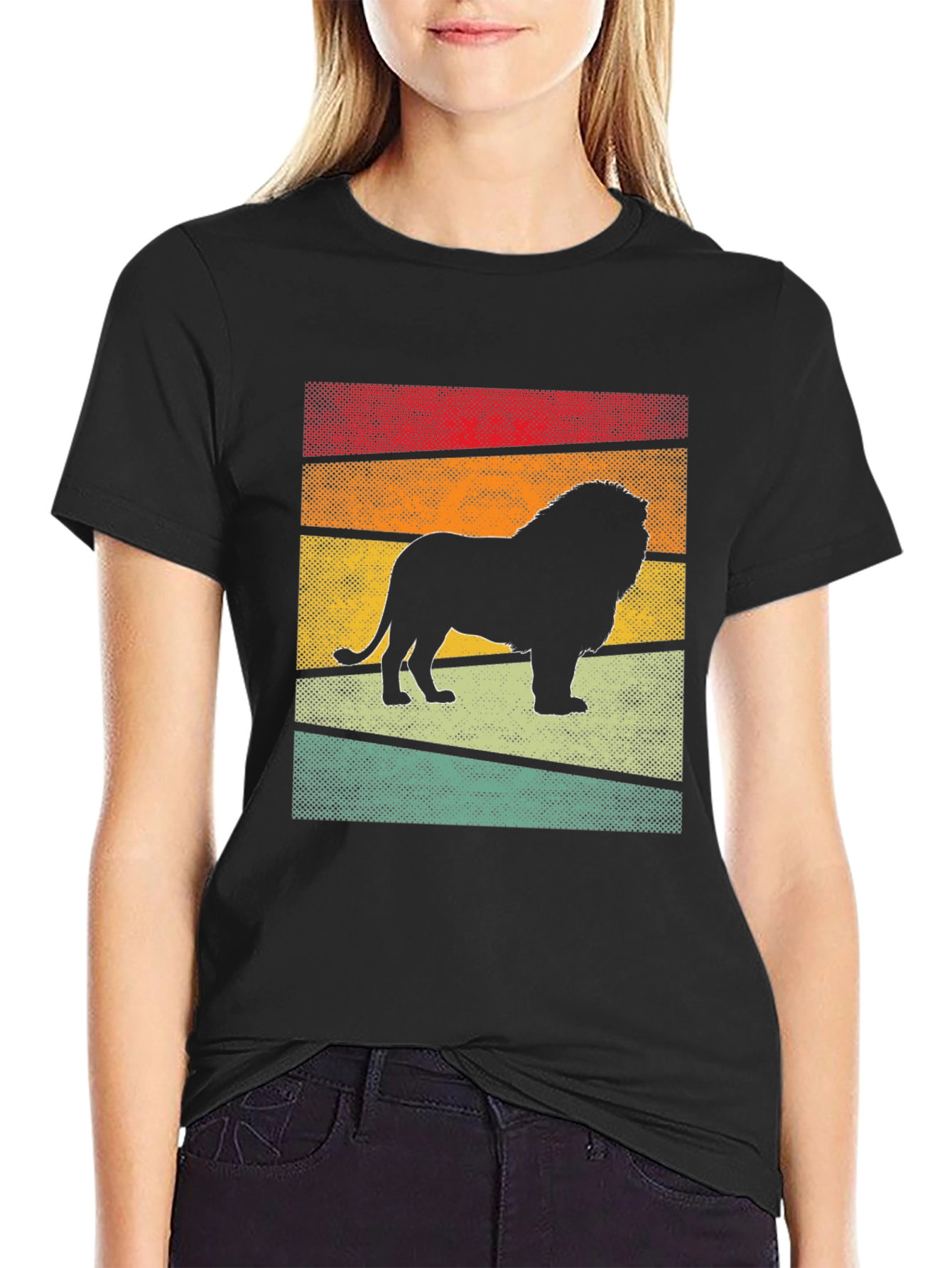 Retro Lion Graphic T-Shirt - Mens Black Tee
