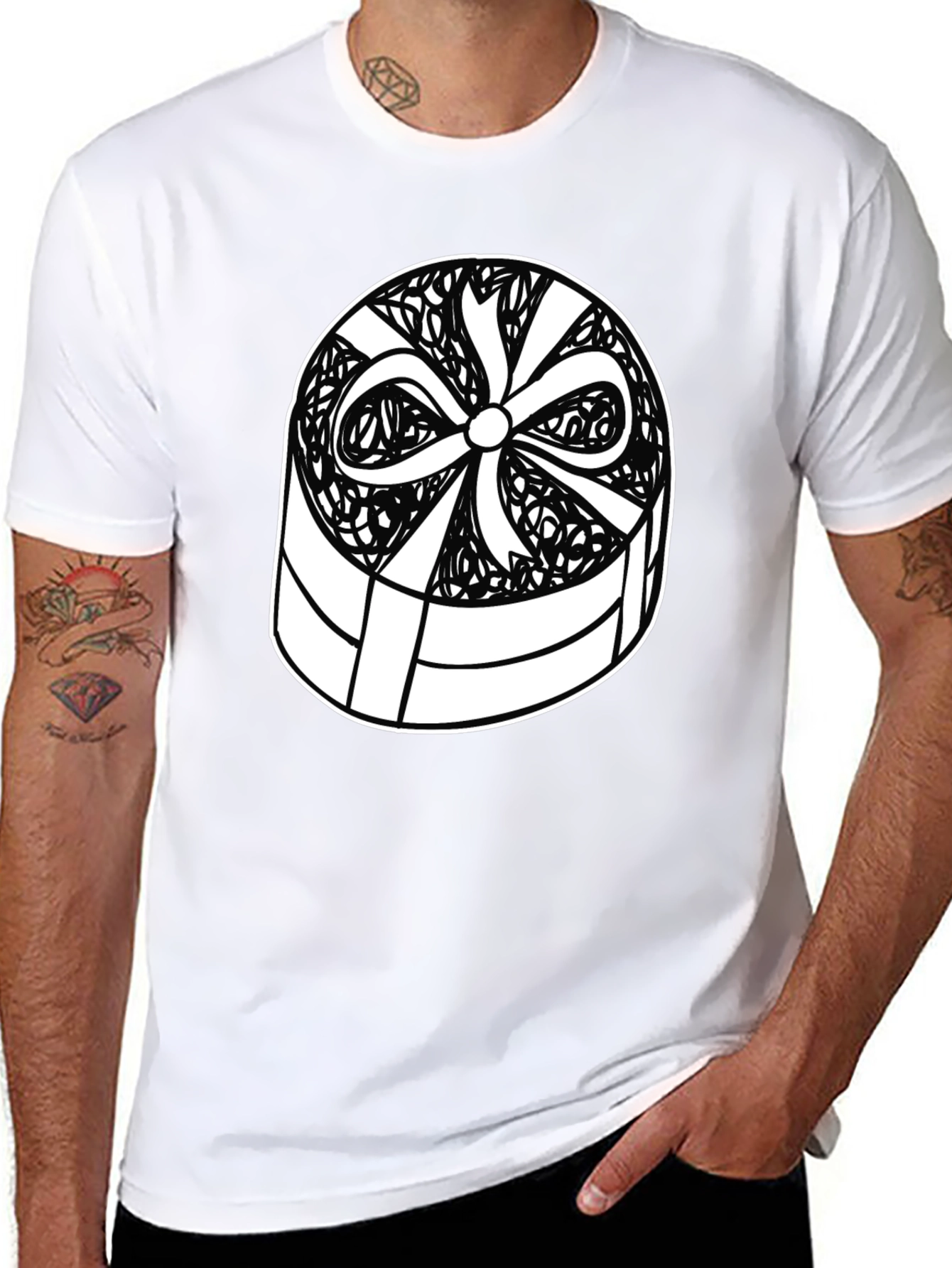 Gift Box Graphic Tee - Stylish Black T-Shirt