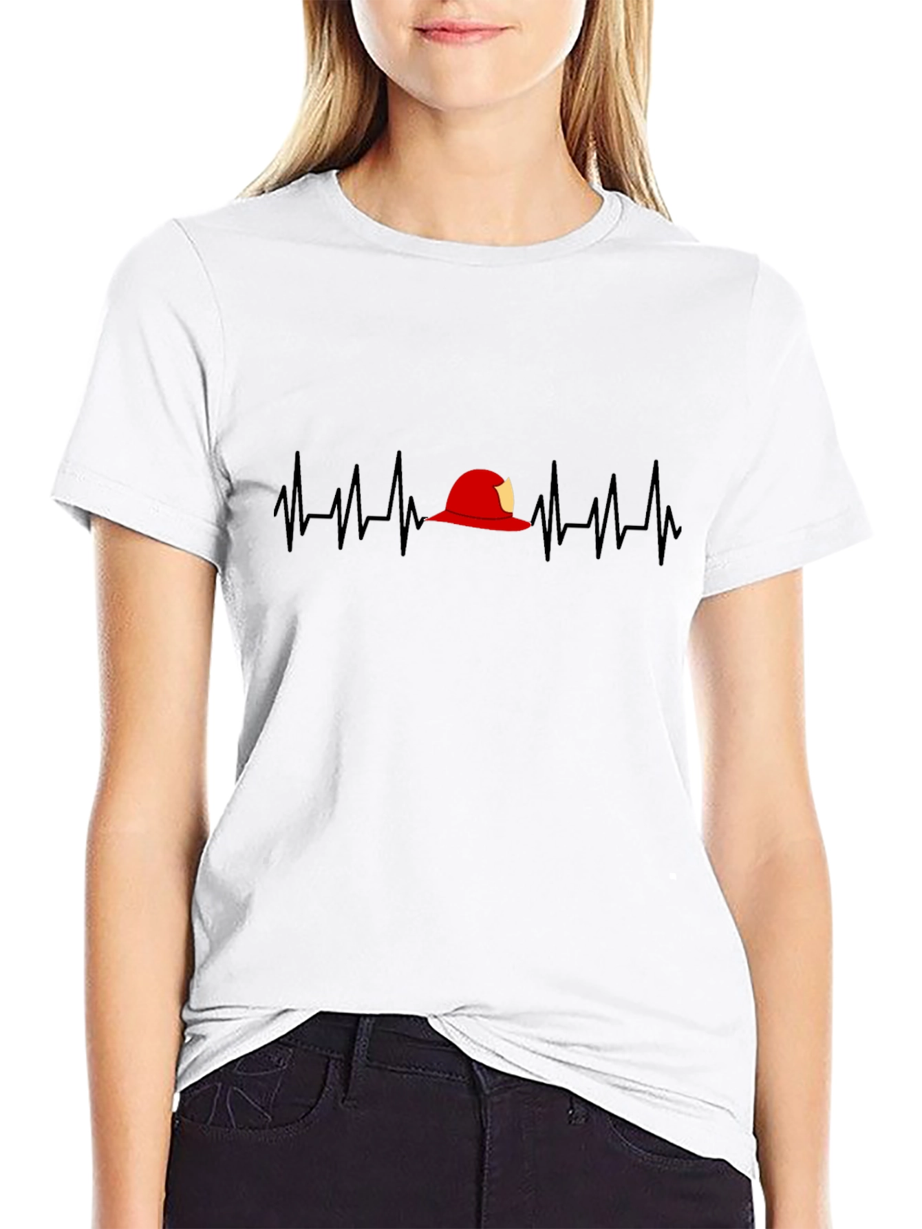 Firefighter Heartbeat T-Shirt - Black